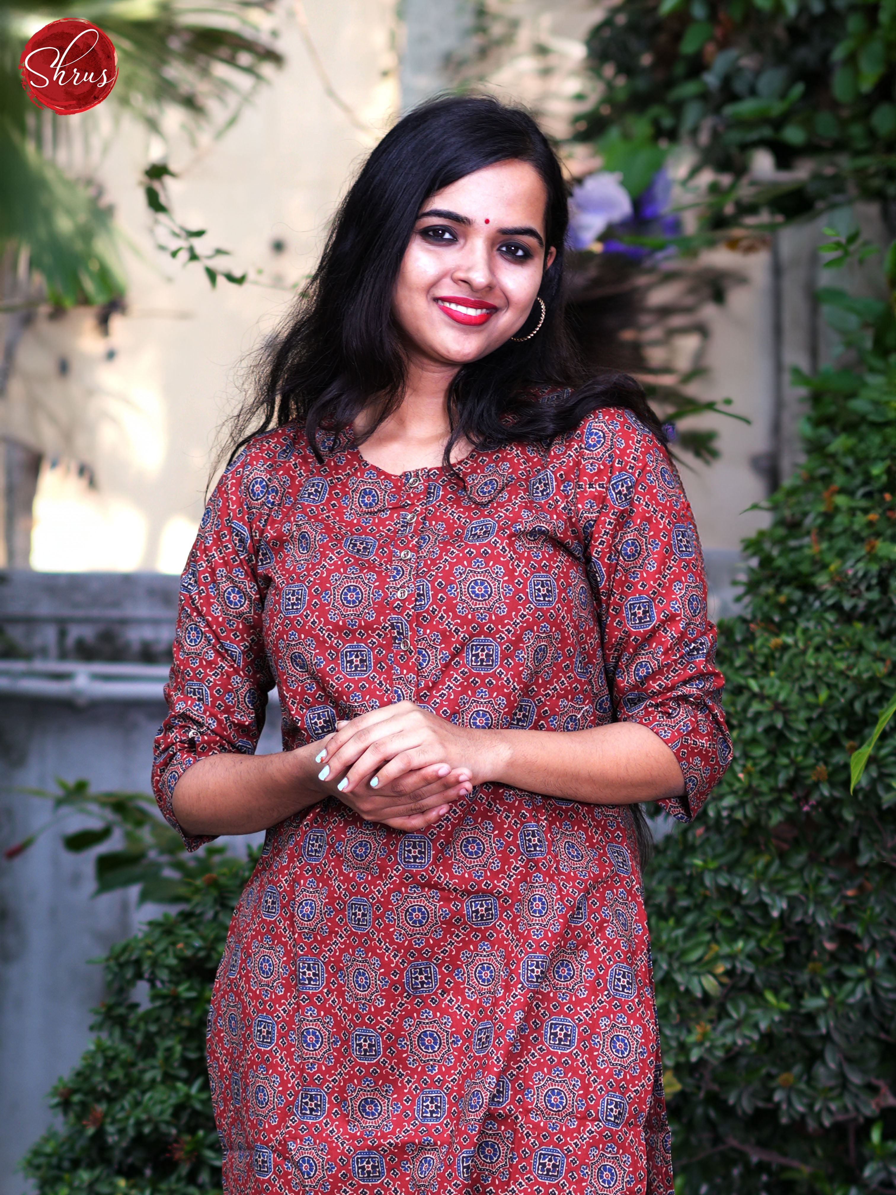 Maroon - Block Printed Readymade Kurti - Shop on ShrusEternity.com