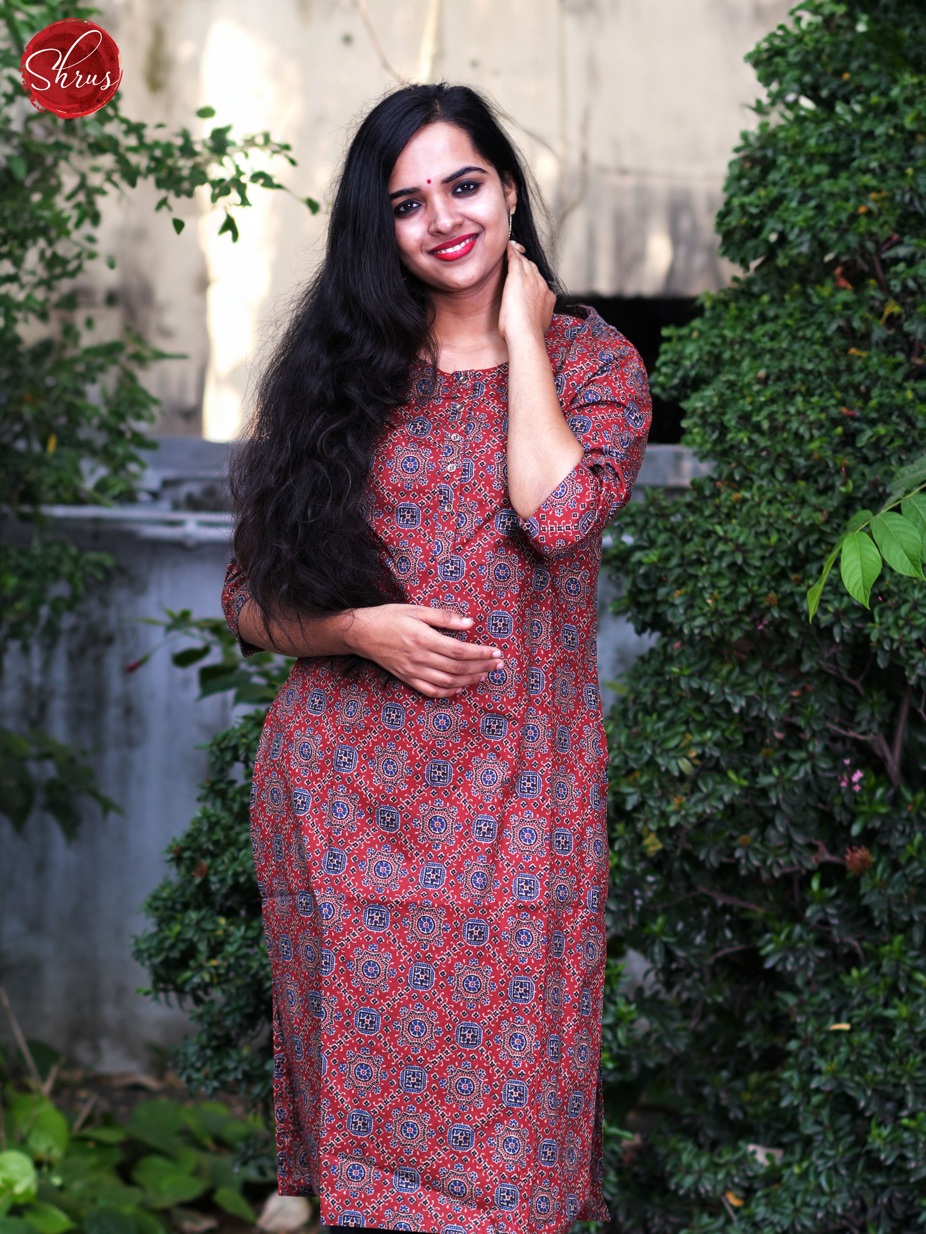 Maroon - Block Printed Readymade Kurti - Shop on ShrusEternity.com