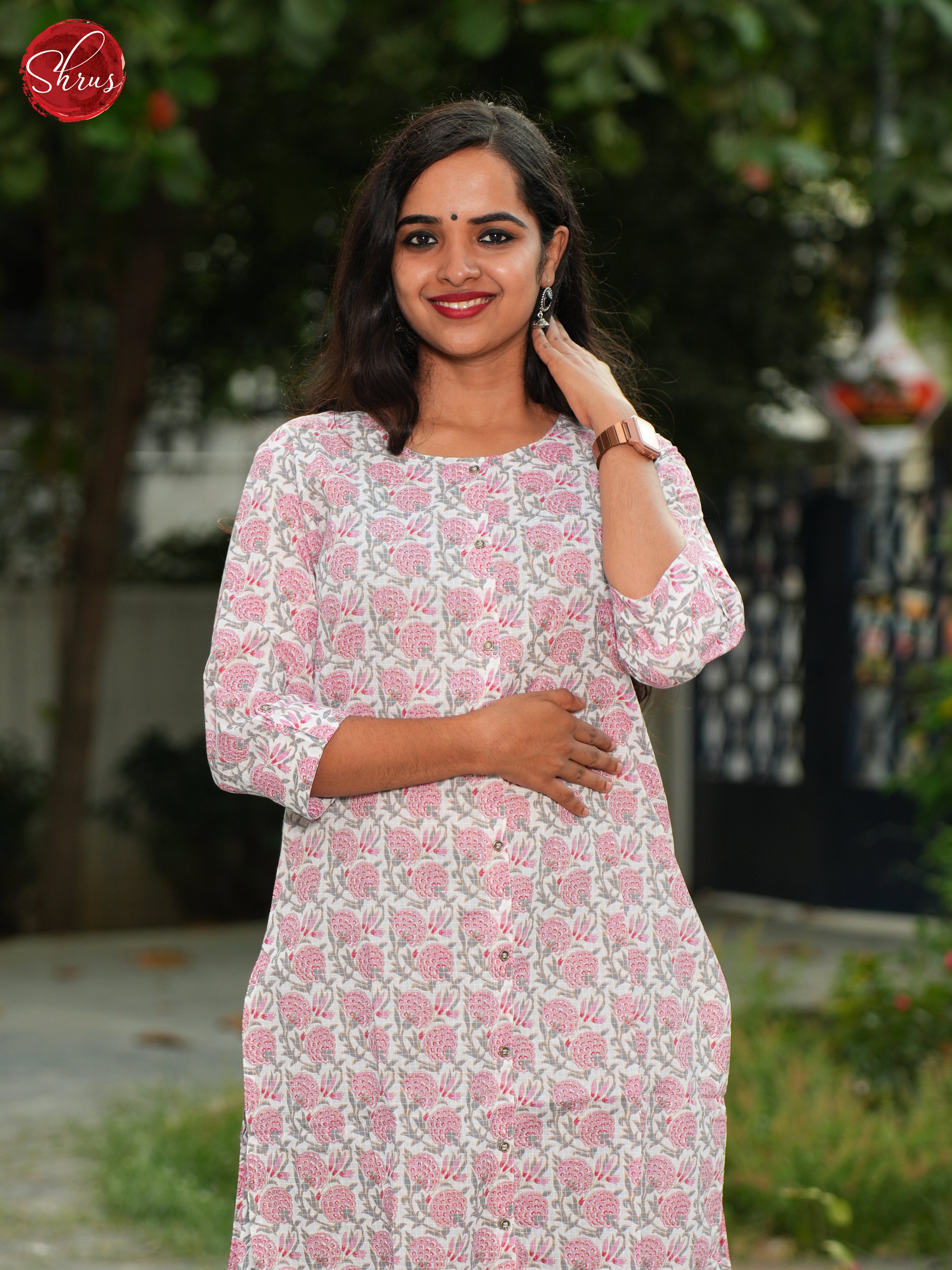 Pink - Casual printed Readymade Kurti - Shop on ShrusEternity.com