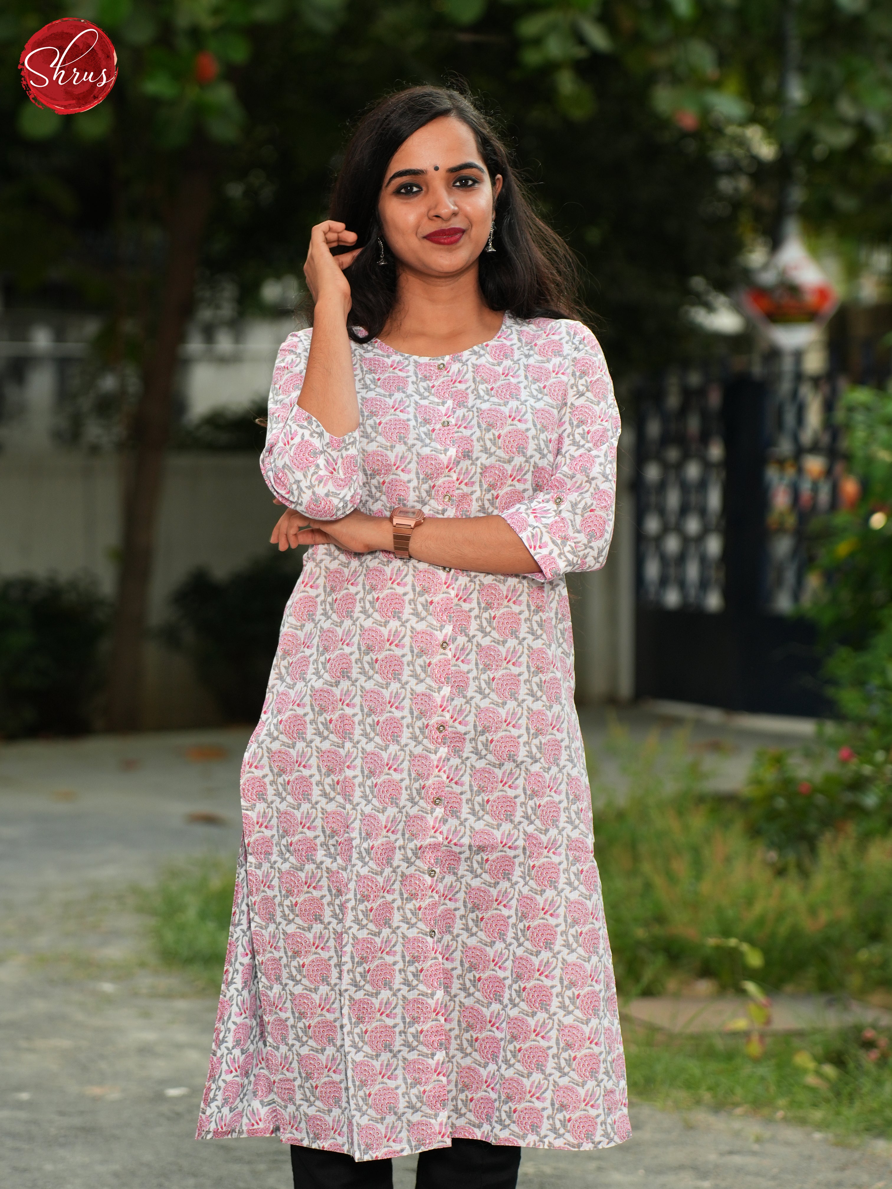 Pink - Casual printed Readymade Kurti - Shop on ShrusEternity.com
