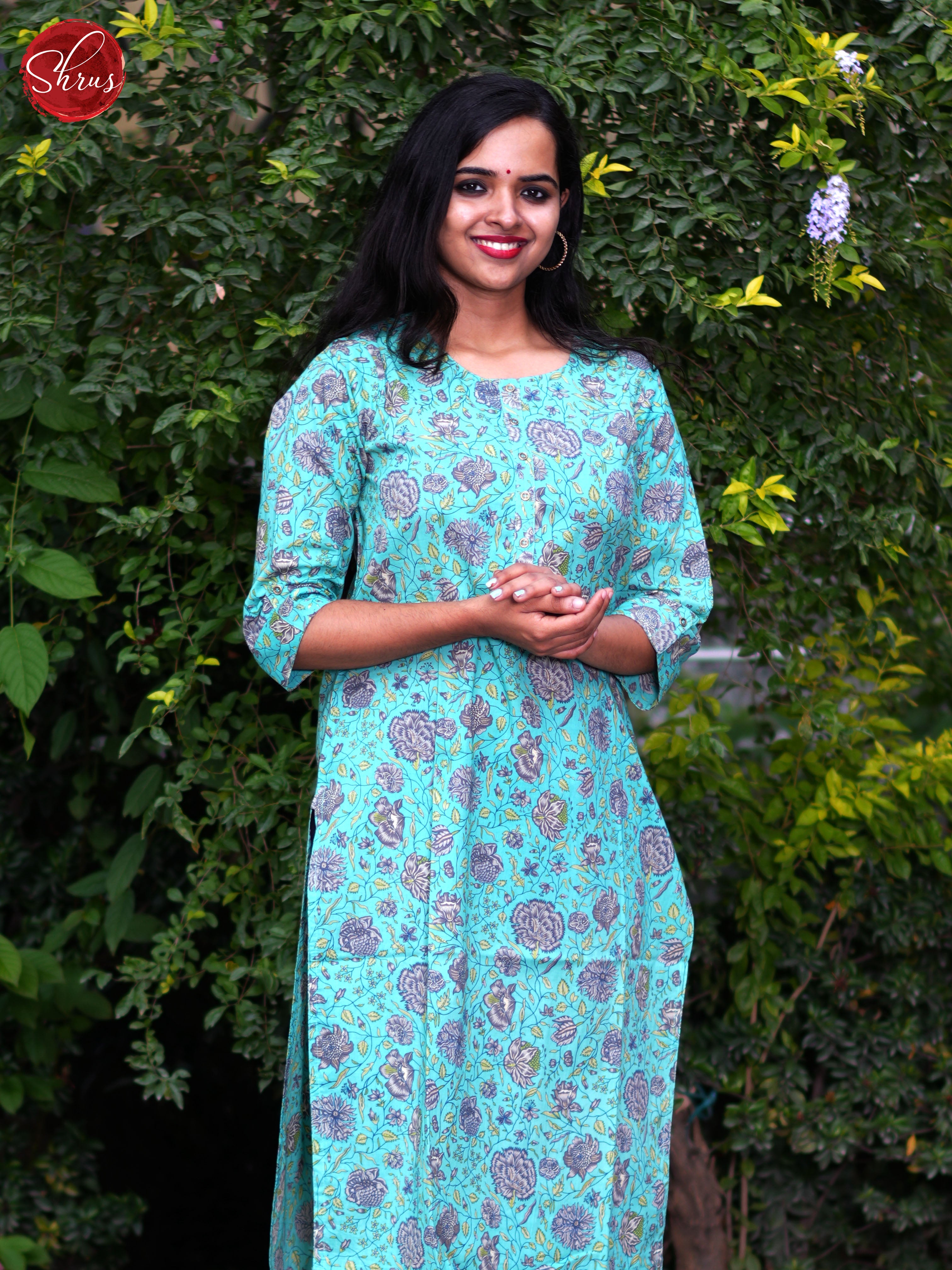 Blue -Casual Readymade Kurti - Shop on ShrusEternity.com