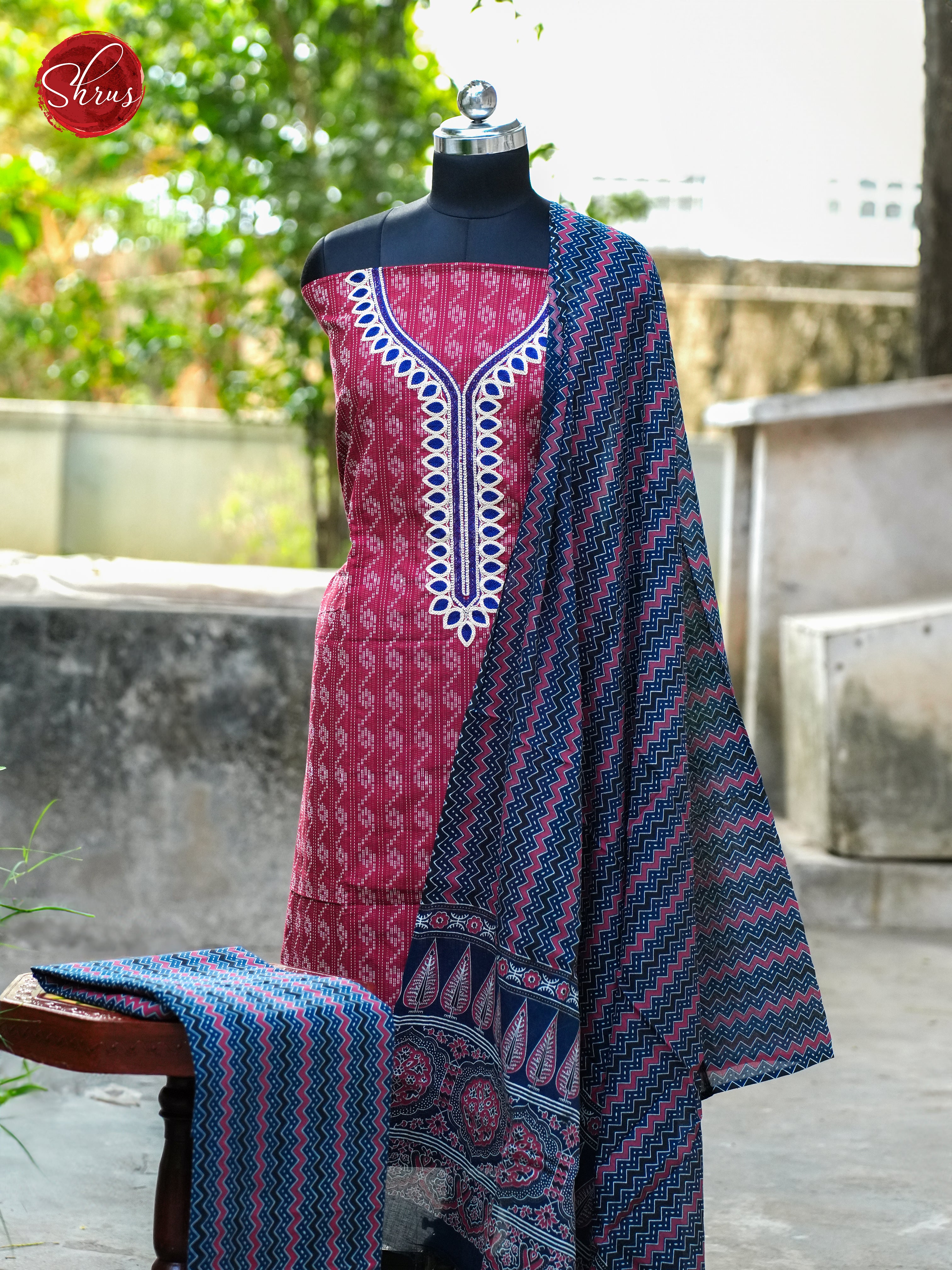 Pink & Blue - Ajrakh Salwar - Shop on ShrusEternity.com