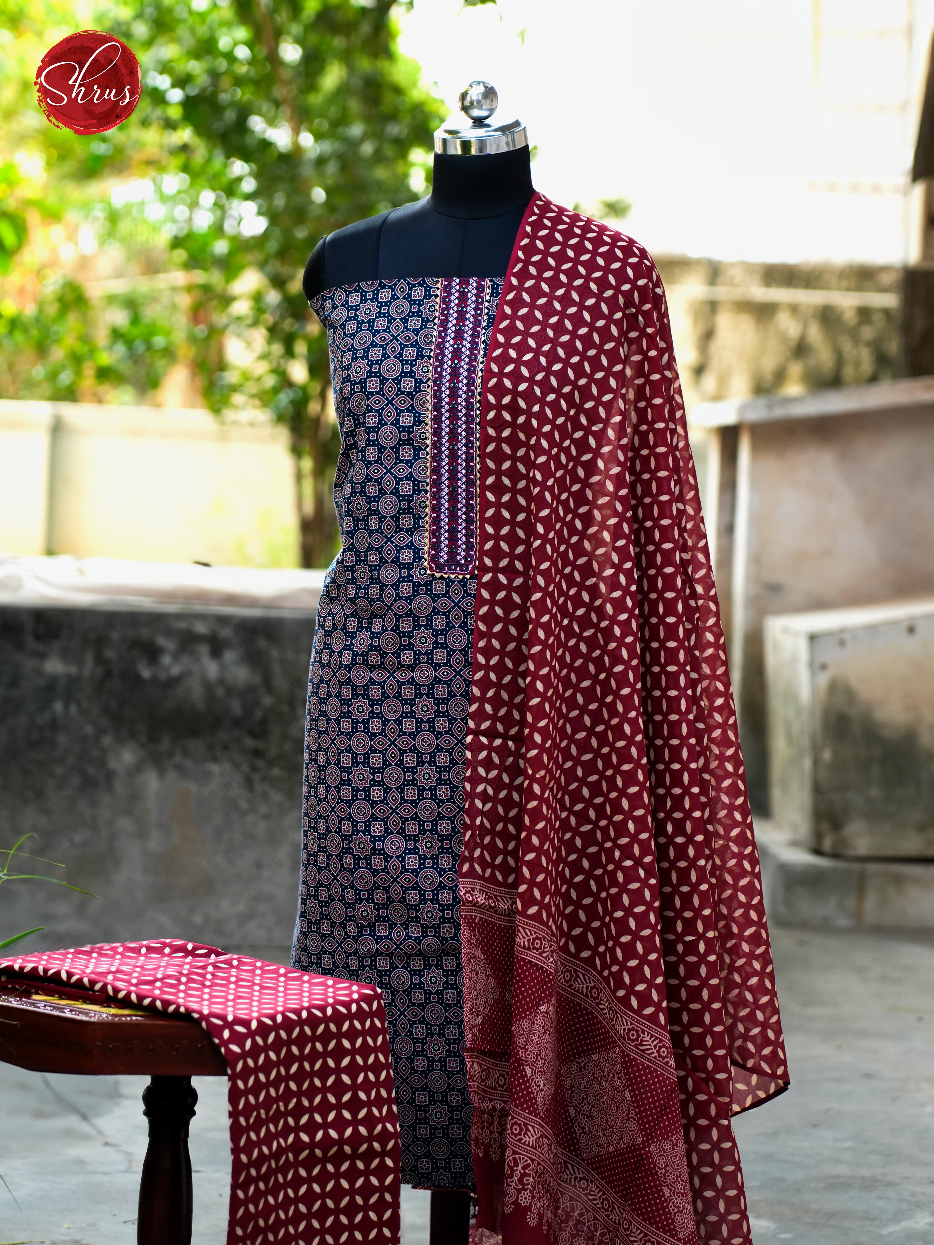 Blue & Maroon - Ajrakh Salwar - Shop on ShrusEternity.com