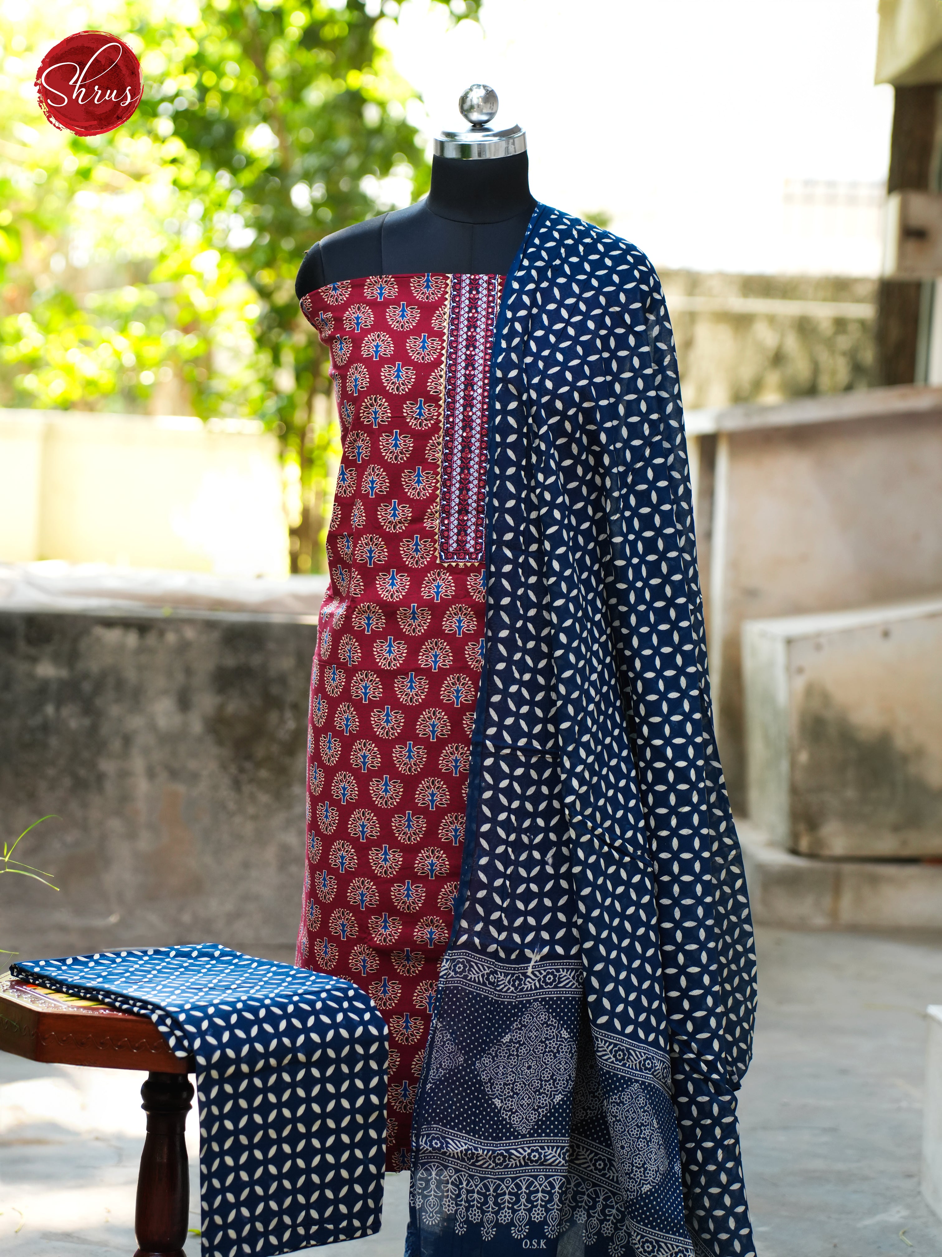 Maroon & Blue - Ajrakh Salwar - Shop on ShrusEternity.com