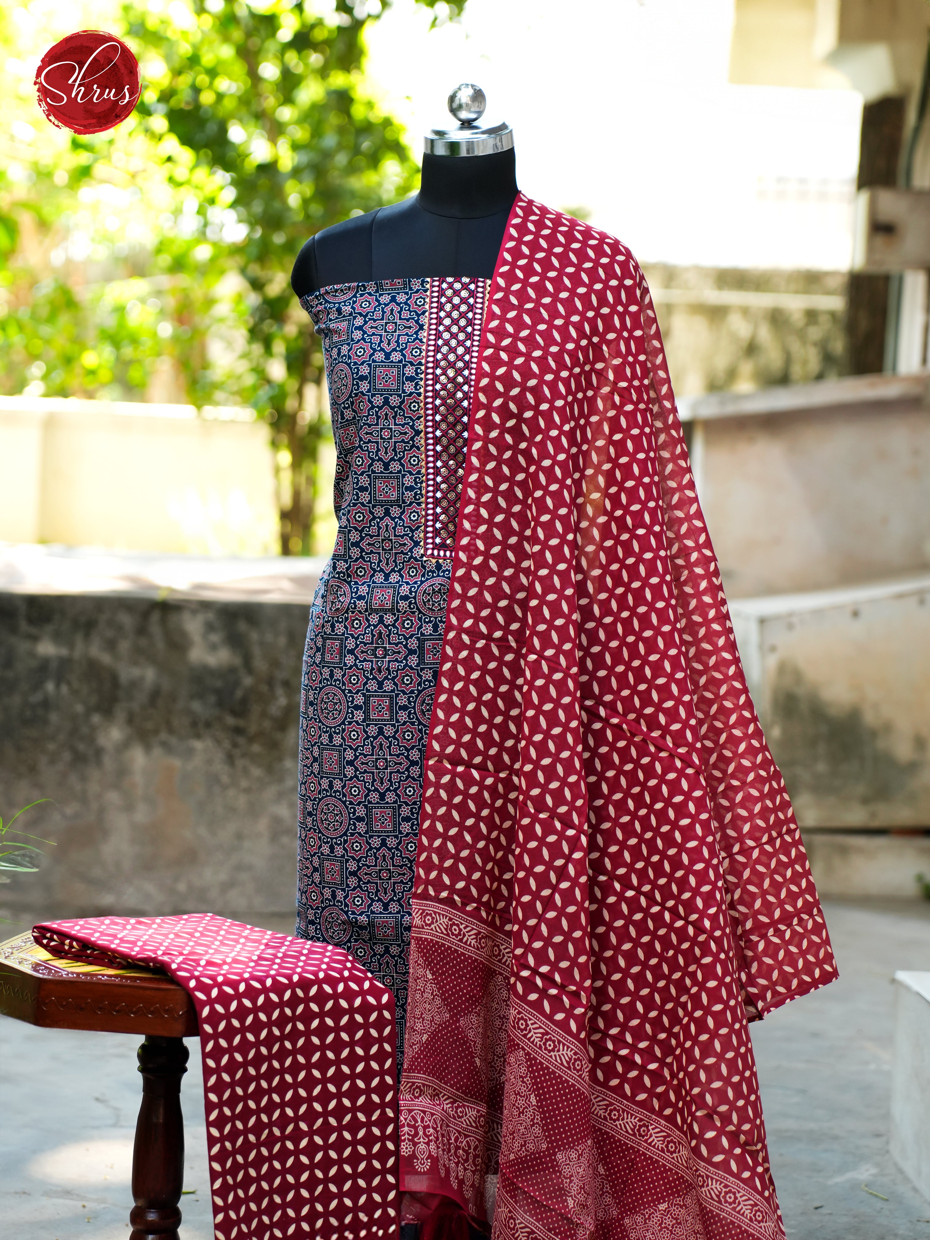 Blue & Maroon - Ajrakh Salwar - Shop on ShrusEternity.com