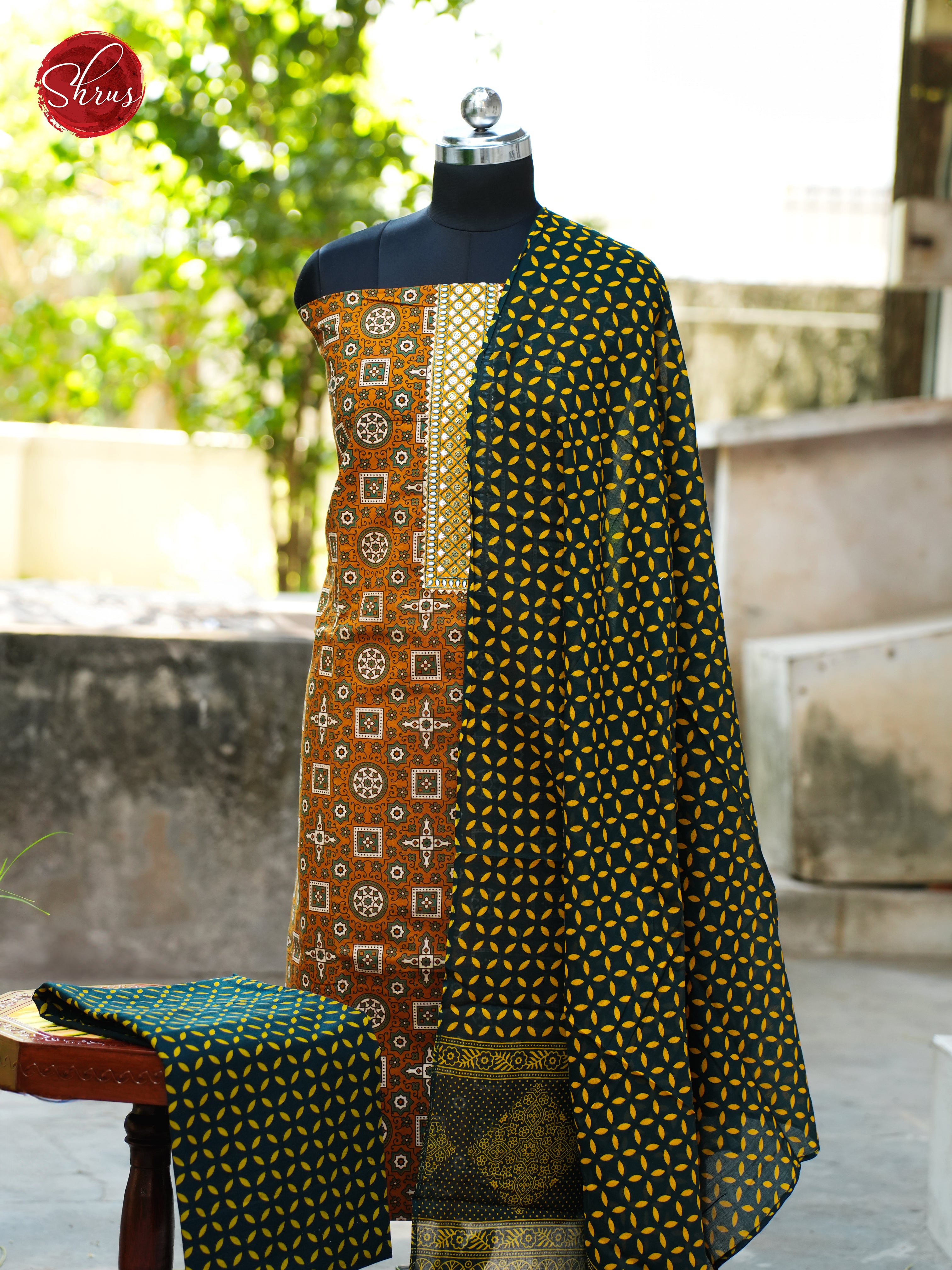 Fenugreek & Green - Ajrakh Salwar - Shop on ShrusEternity.com