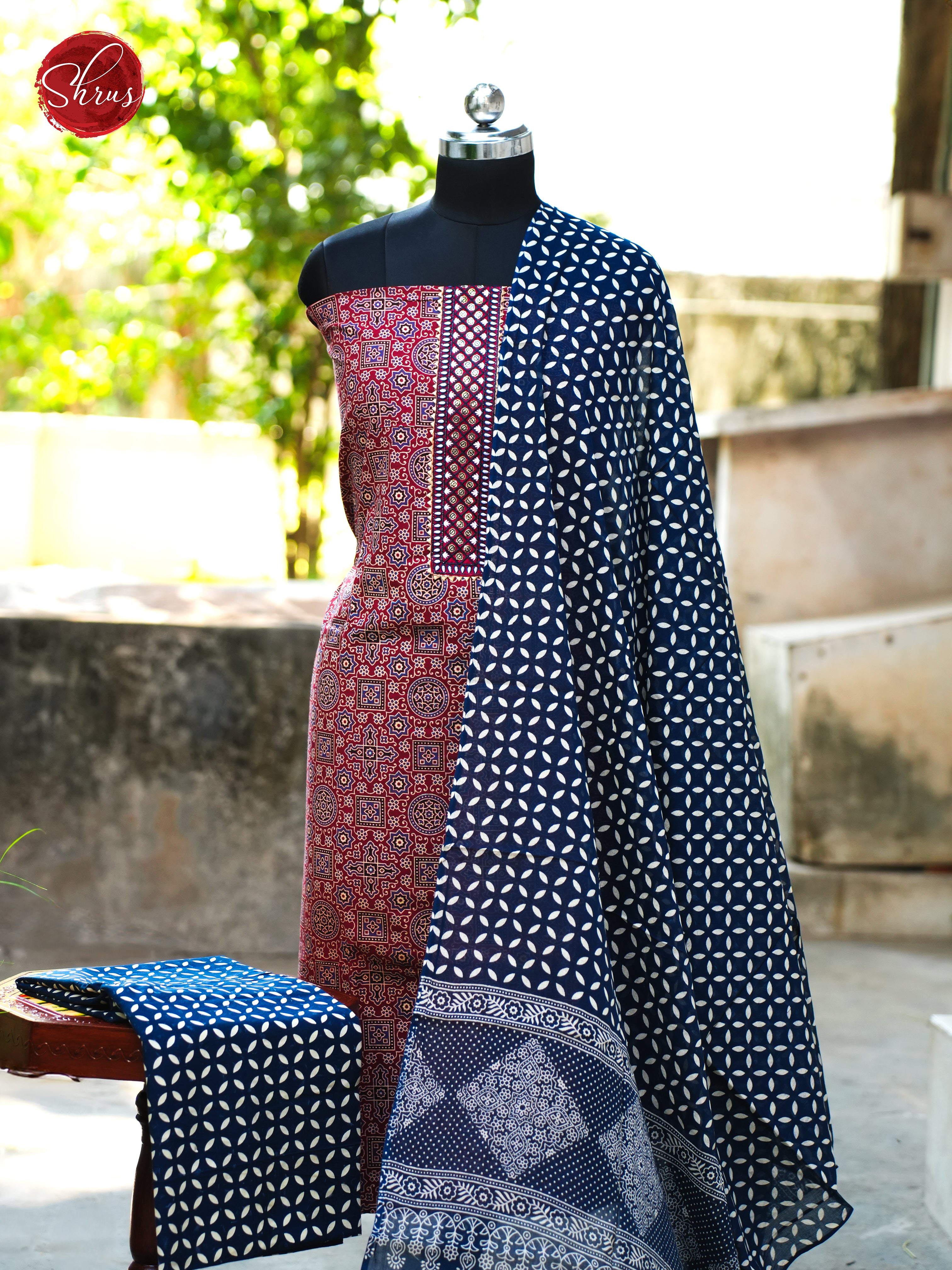 Maroon & Blue - Ajrakh Salwar - Shop on ShrusEternity.com