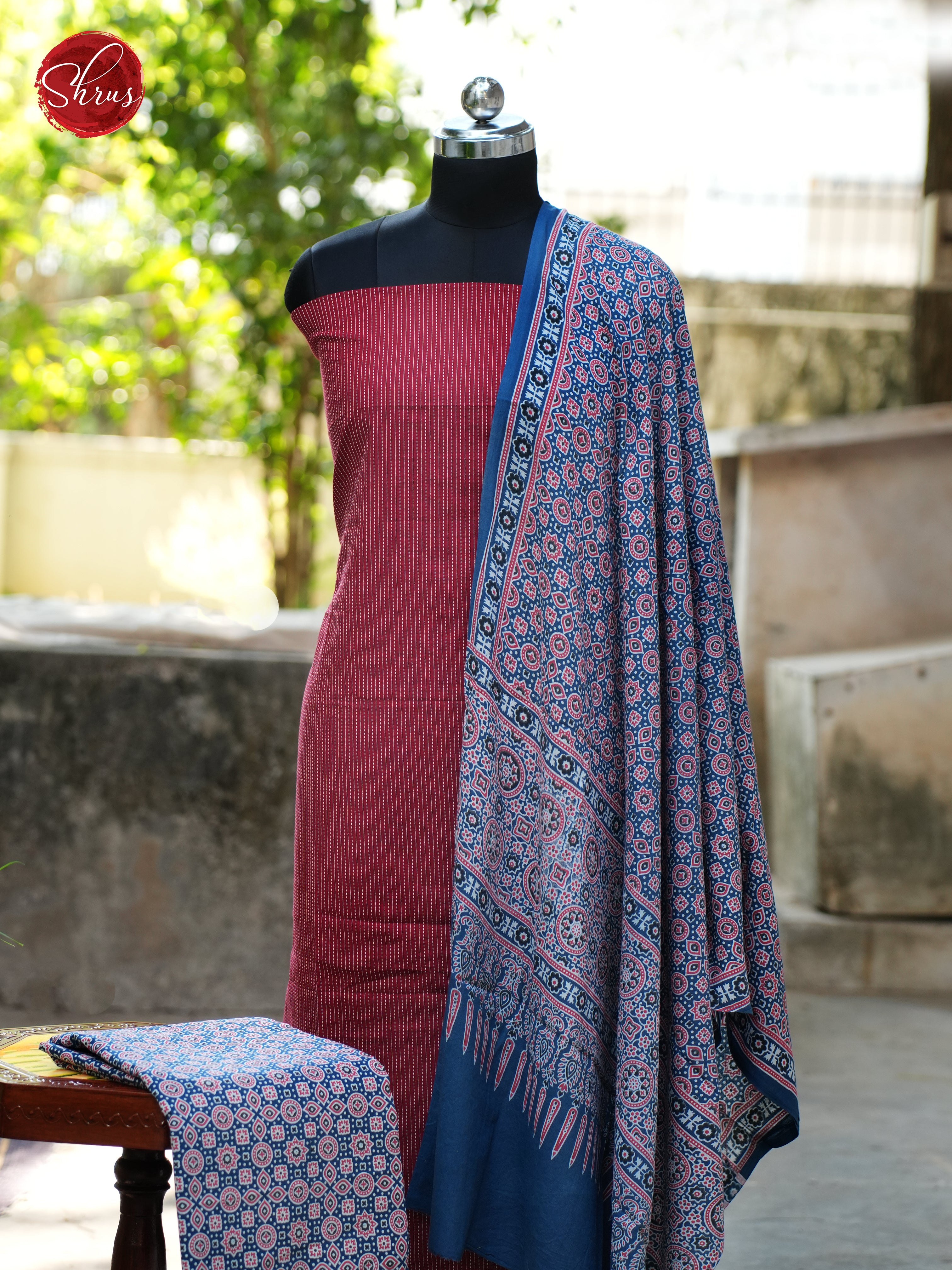 Maroon & Blue- Ajrakh Salwar - Shop on ShrusEternity.com