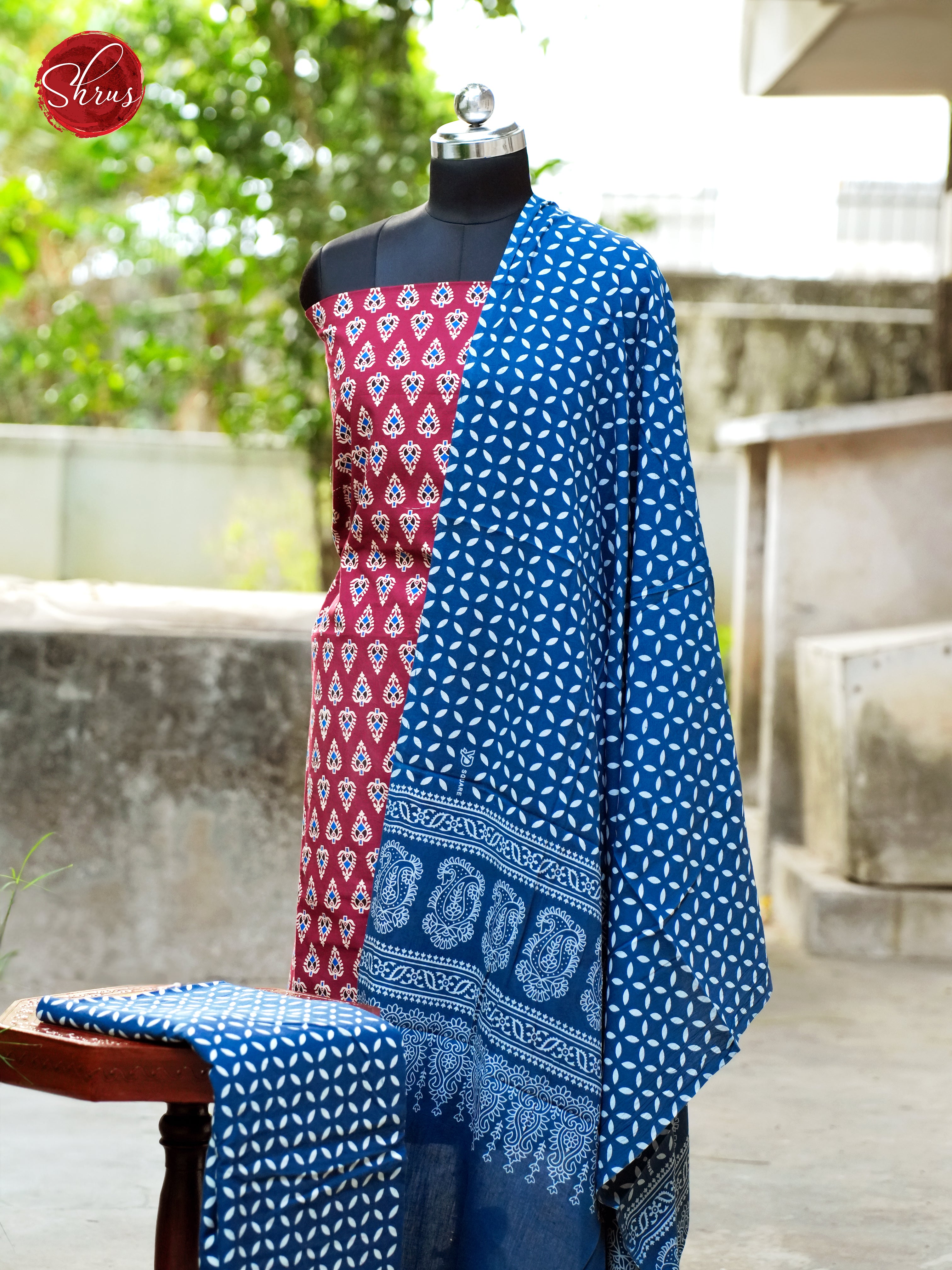 Maroon & Blue - Ajrakh Salwar - Shop on ShrusEternity.com