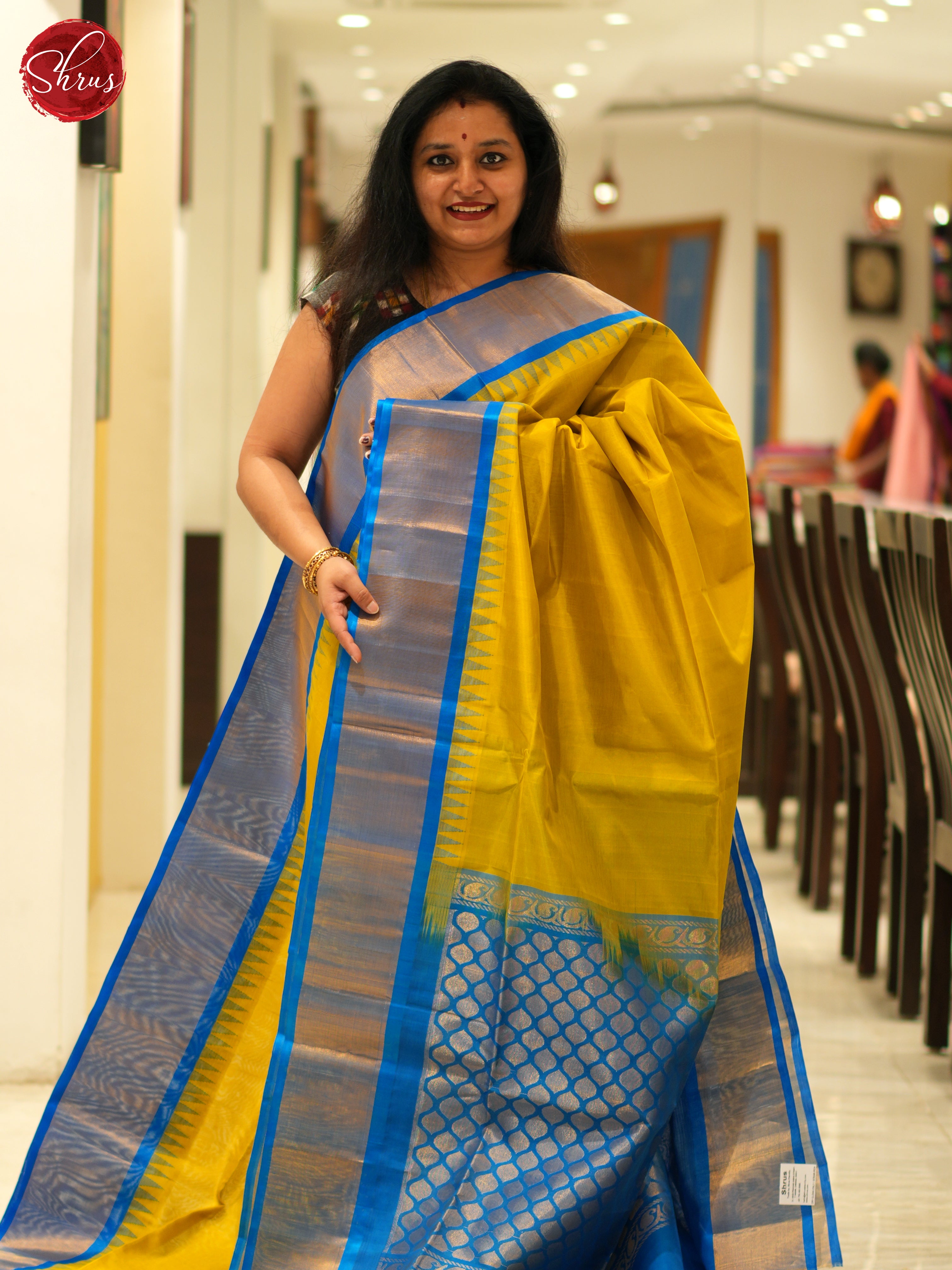 Green And Blue- Silk Cotton Saree - Shop on ShrusEternity.com