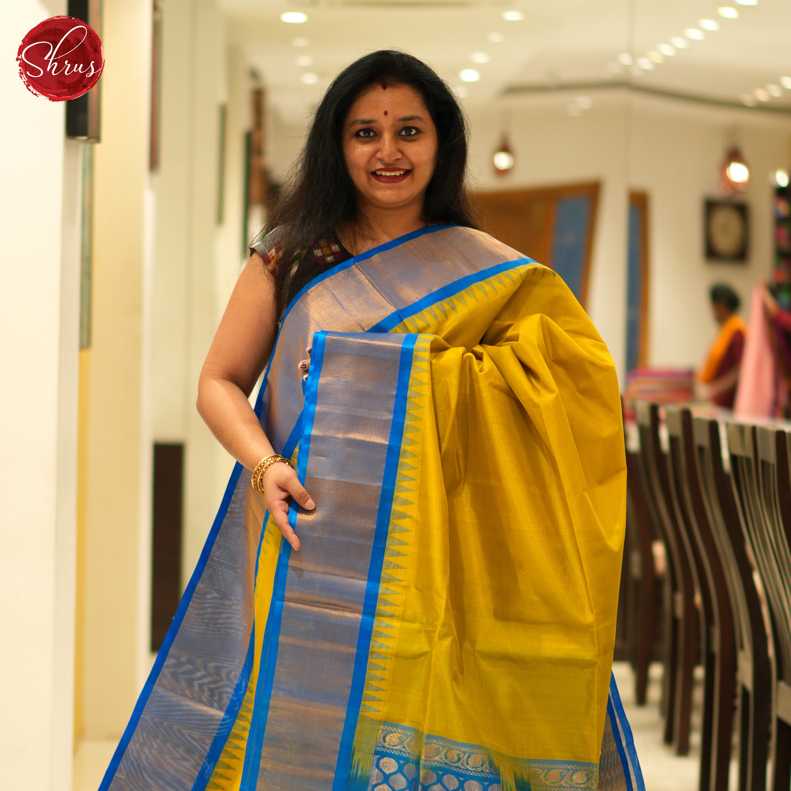 Green And Blue- Silk Cotton Saree - Shop on ShrusEternity.com