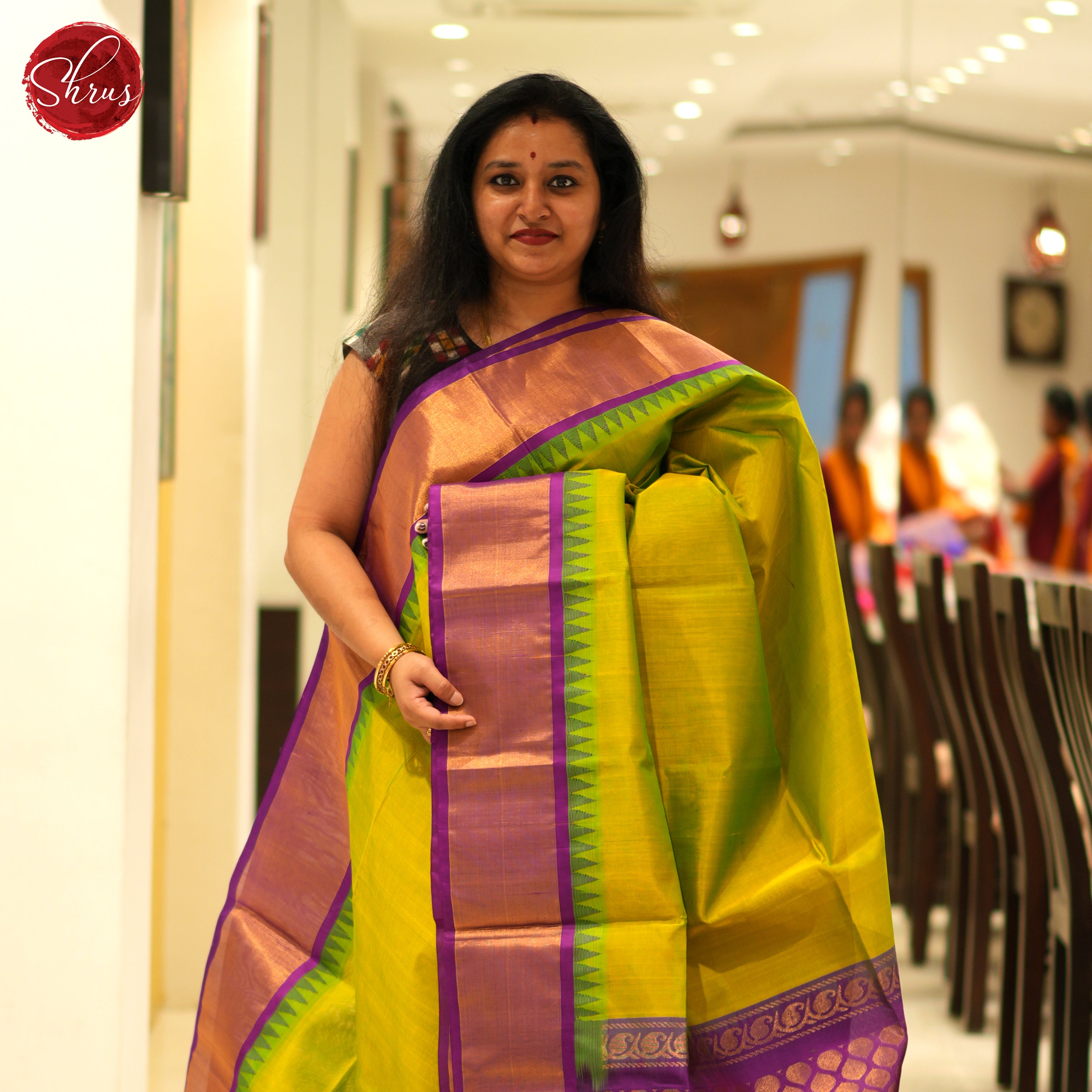 Green And Purple- Silk Cotton Saree - Shop on ShrusEternity.com