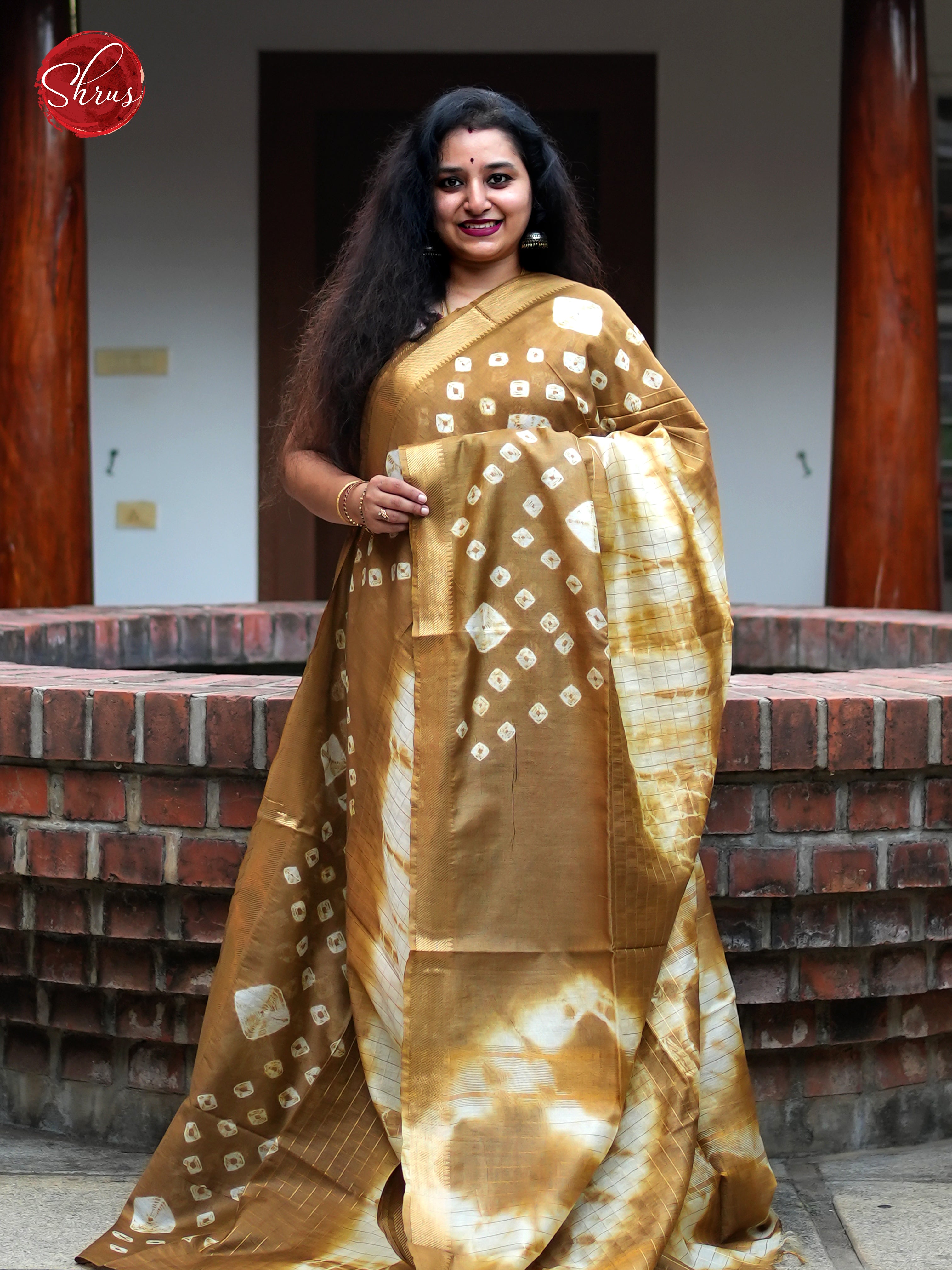 Cream & Beige - Shibori Saree - Shop on ShrusEternity.com