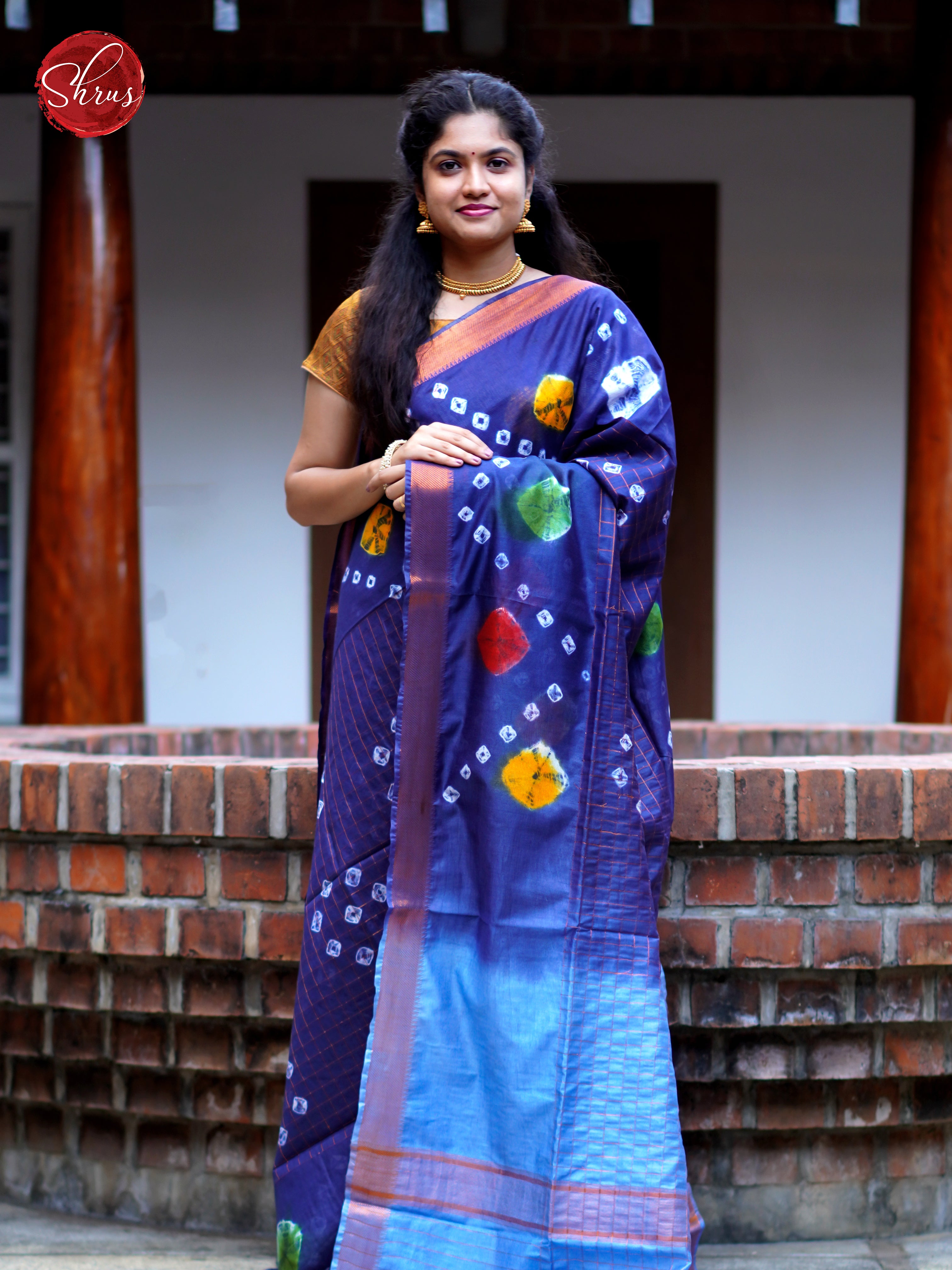 Blue & Light Blue - Shibori Saree - Shop on ShrusEternity.com