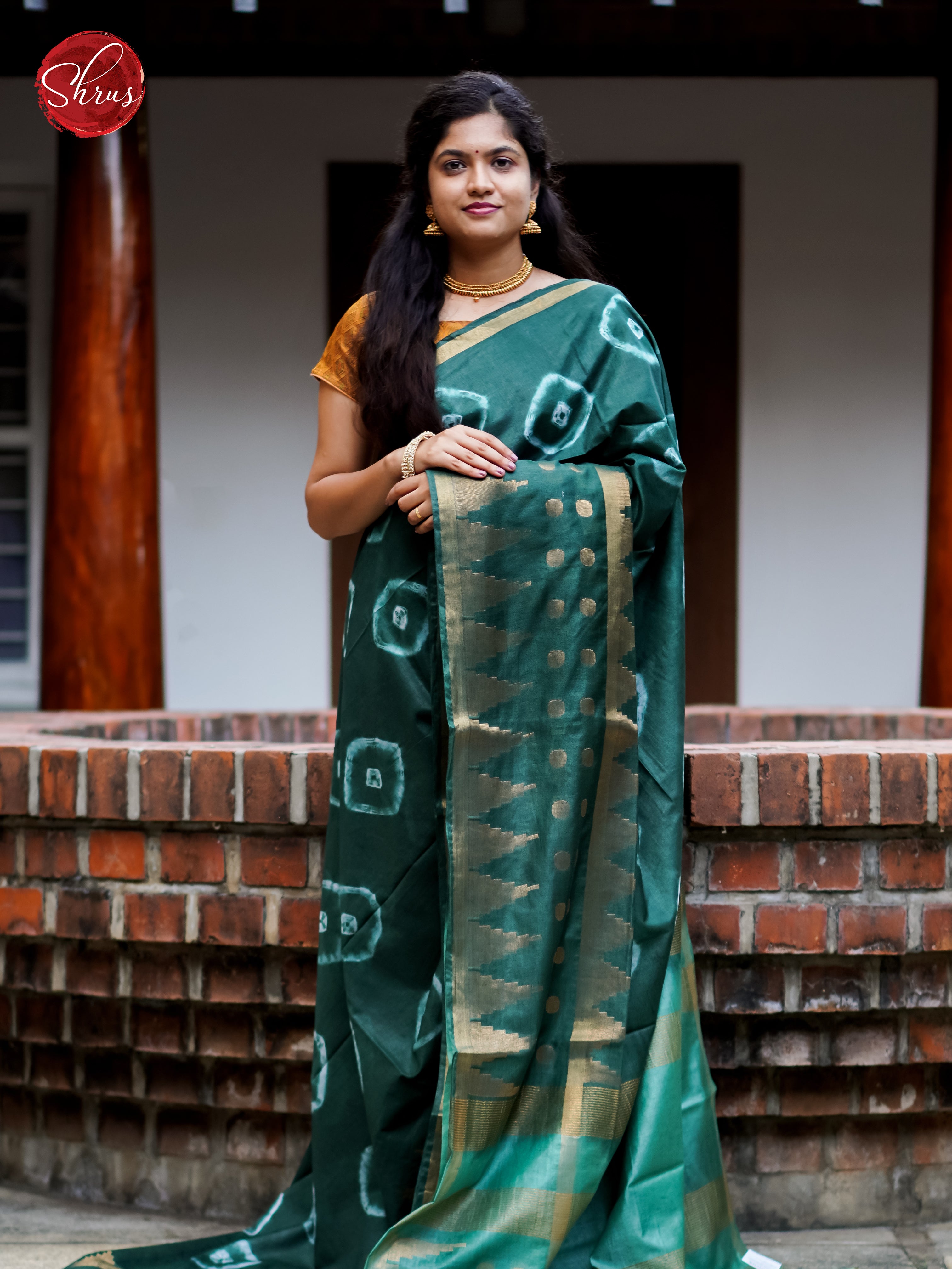 Peacock Green & Blue - Shibori Saree - Shop on ShrusEternity.com