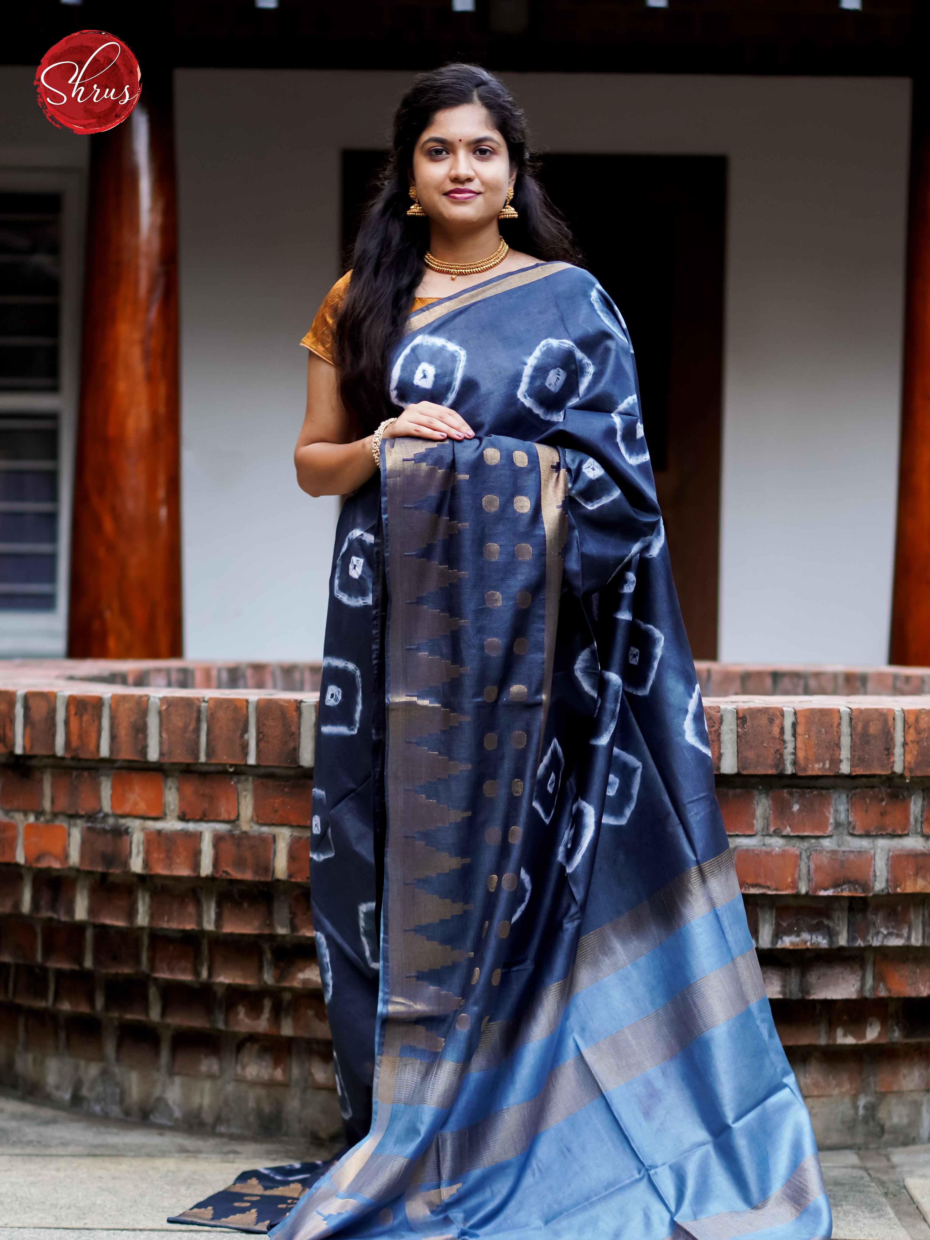 Blue & Light Blue - Shibori Saree - Shop on ShrusEternity.com