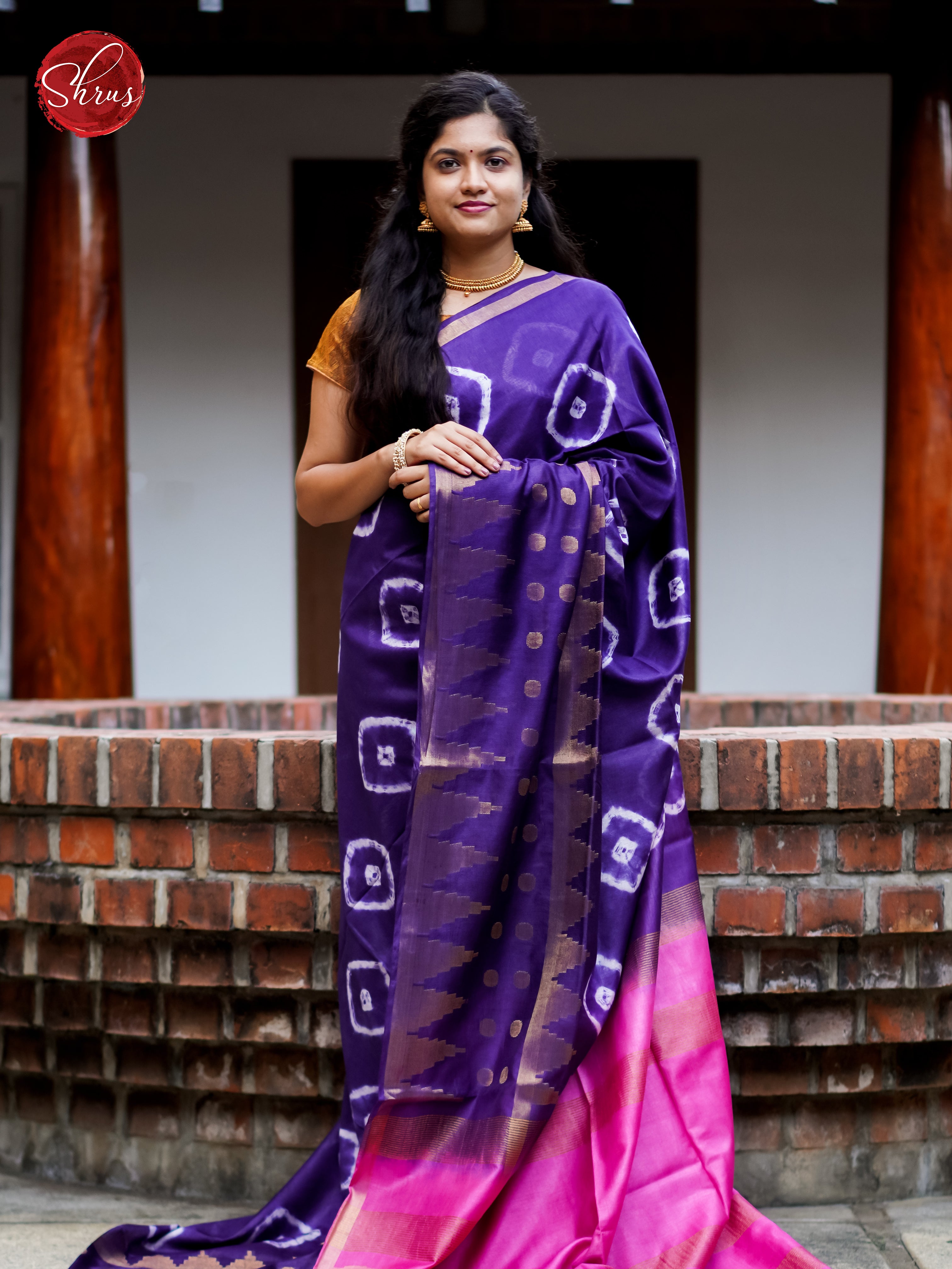 Violet & Pink - Shibori Saree - Shop on ShrusEternity.com
