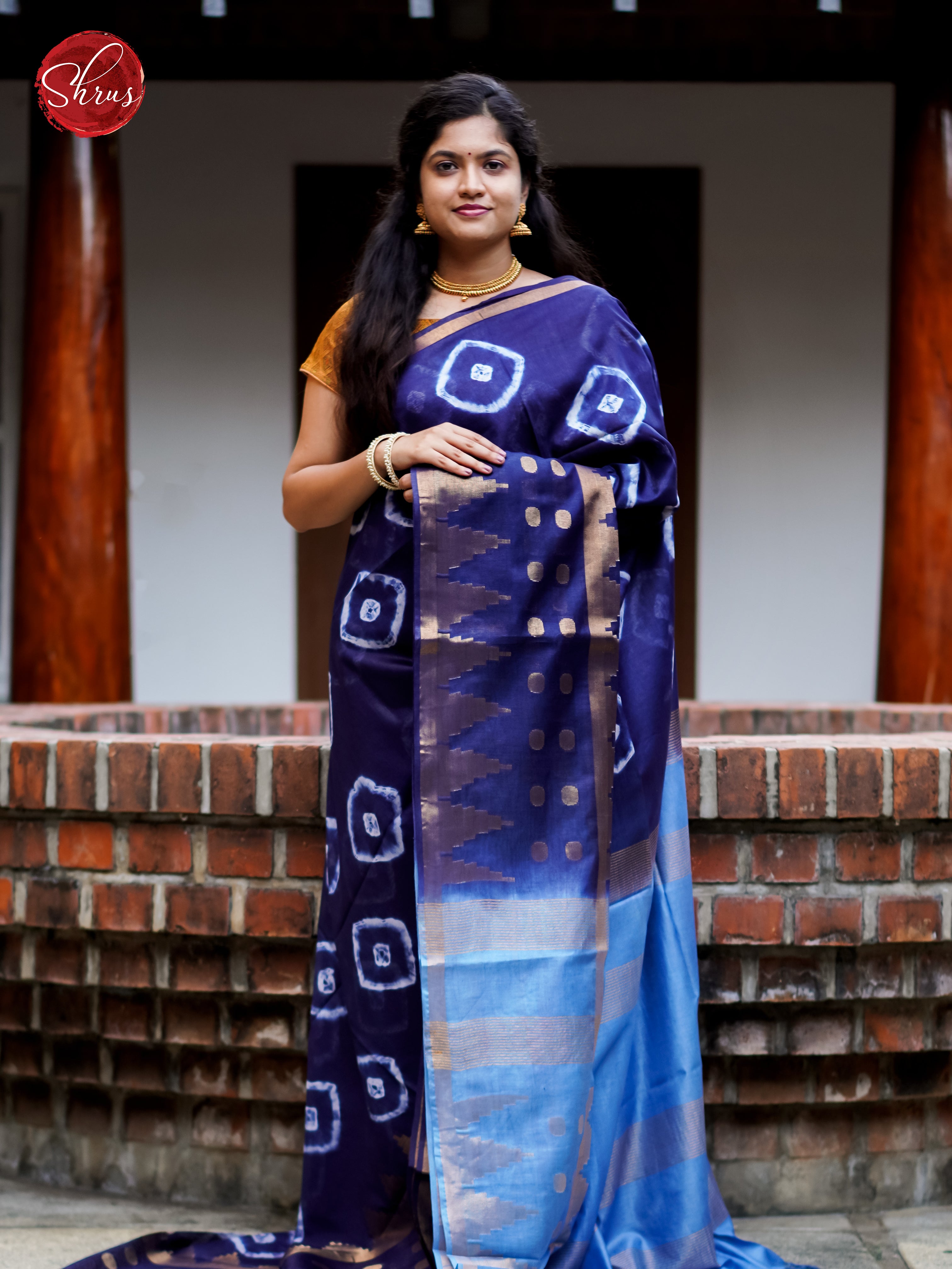 Blue & Light Blue - Shibori Saree - Shop on ShrusEternity.com