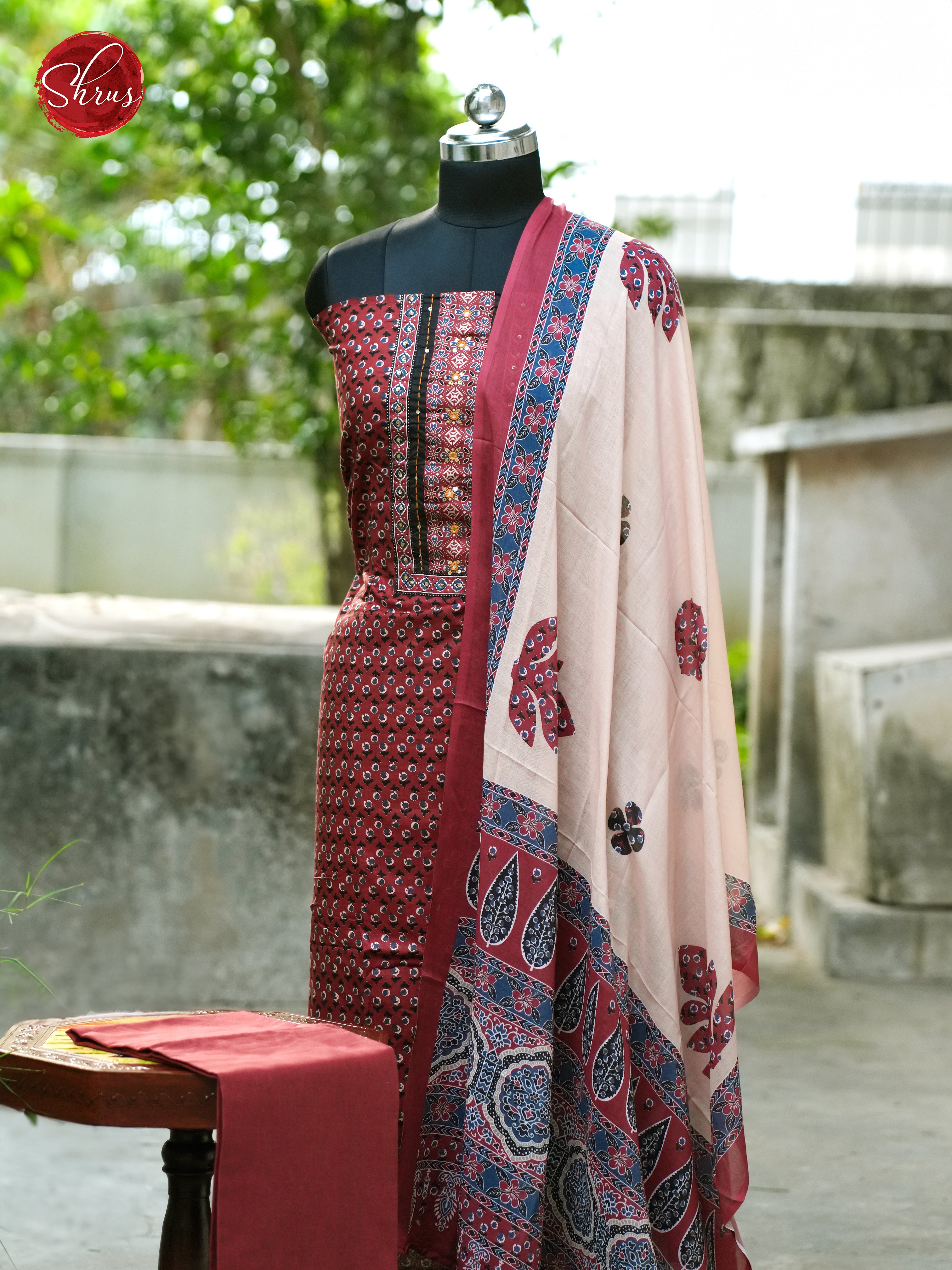 Maroon & Cream - Ajrakh Salwar - Shop on ShrusEternity.com
