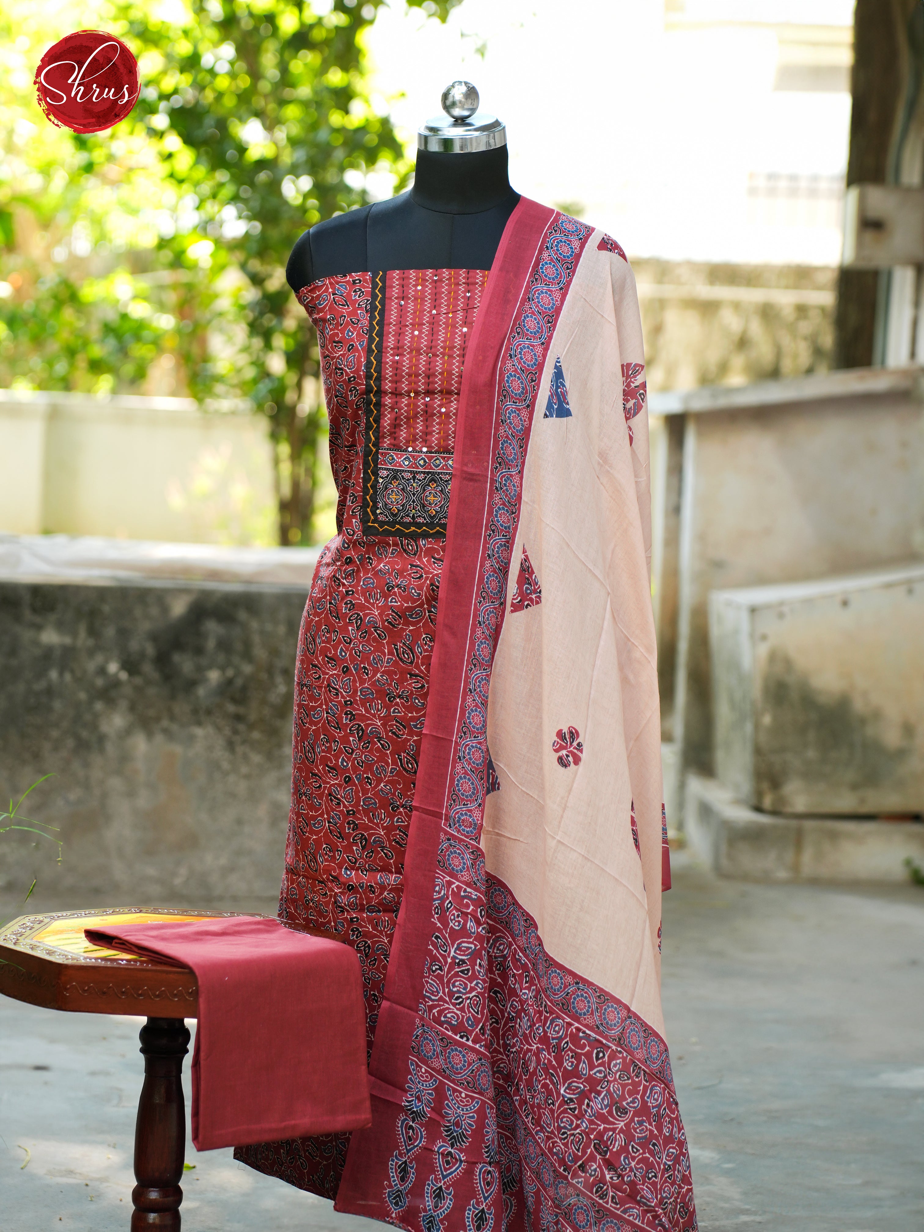 Red & Cream - Ajrakh Salwar - Shop on ShrusEternity.com
