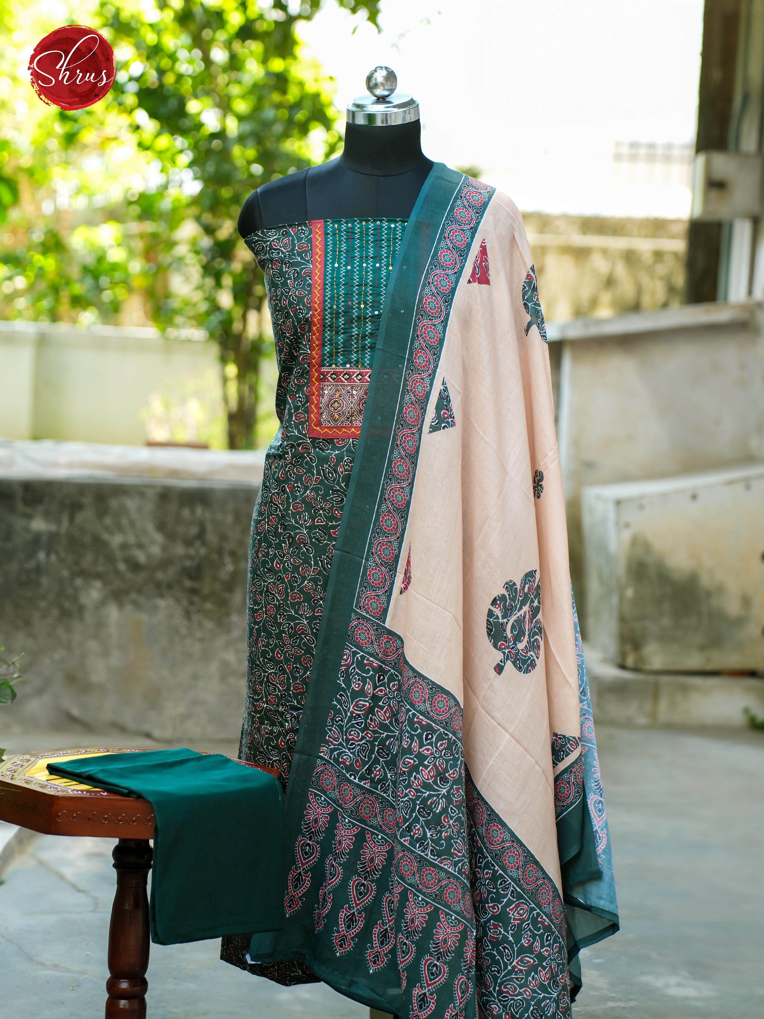 Green & Cream - Ajrakh Salwar - Shop on ShrusEternity.com