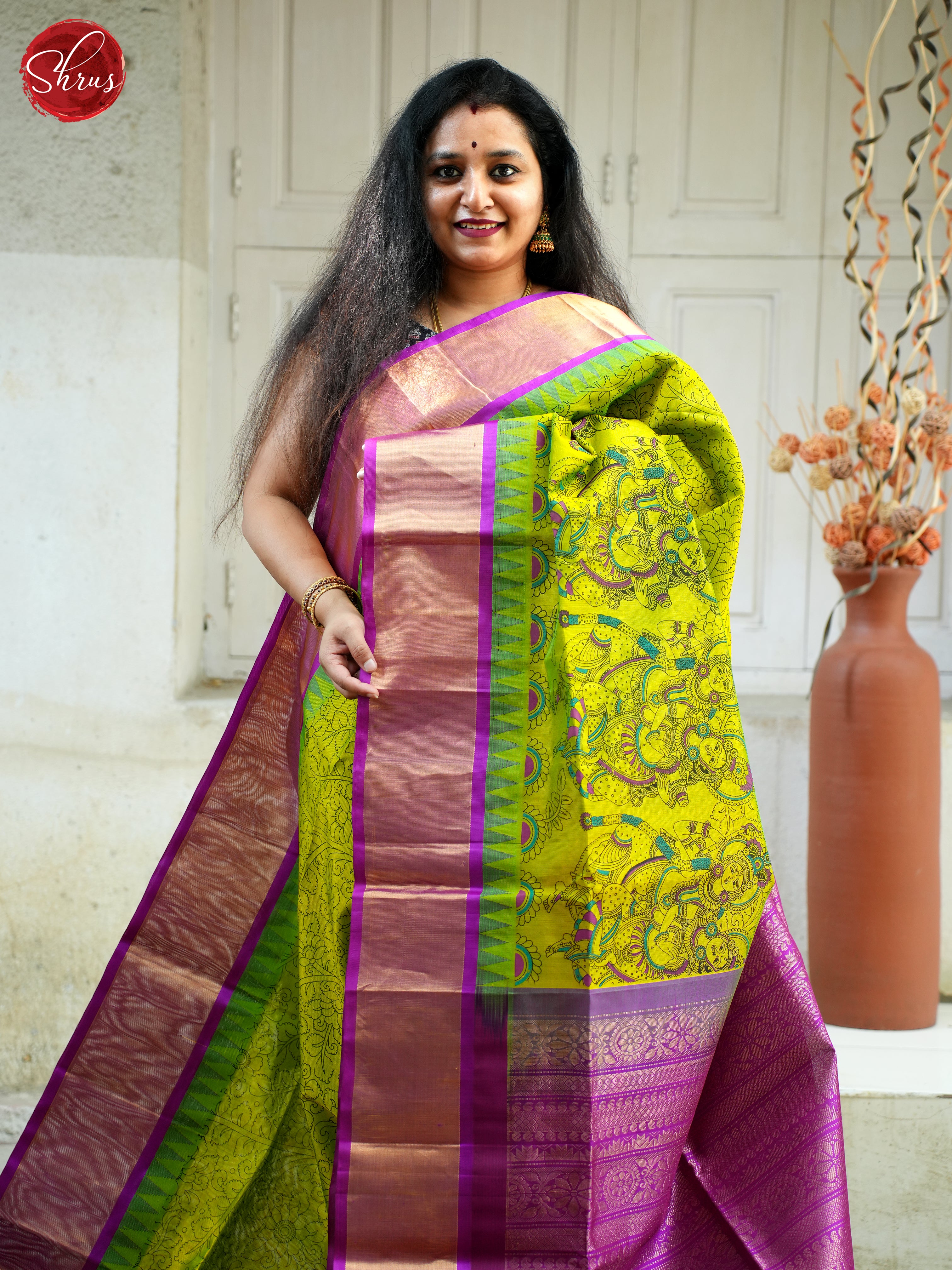Green & Vadamalli - Silk Cotton Saree - Shop on ShrusEternity.com