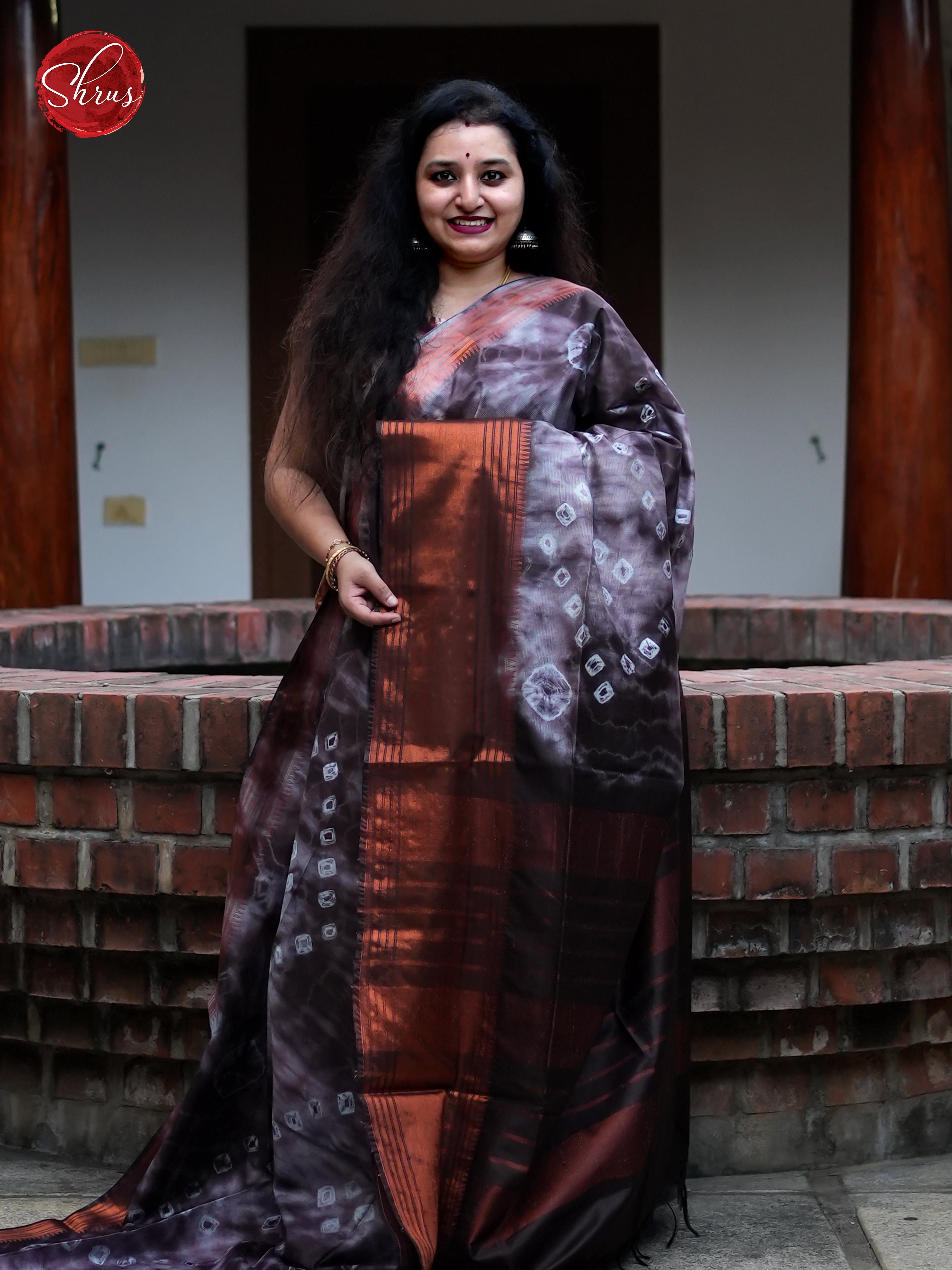 Brown & Black - Shibori Saree - Shop on ShrusEternity.com