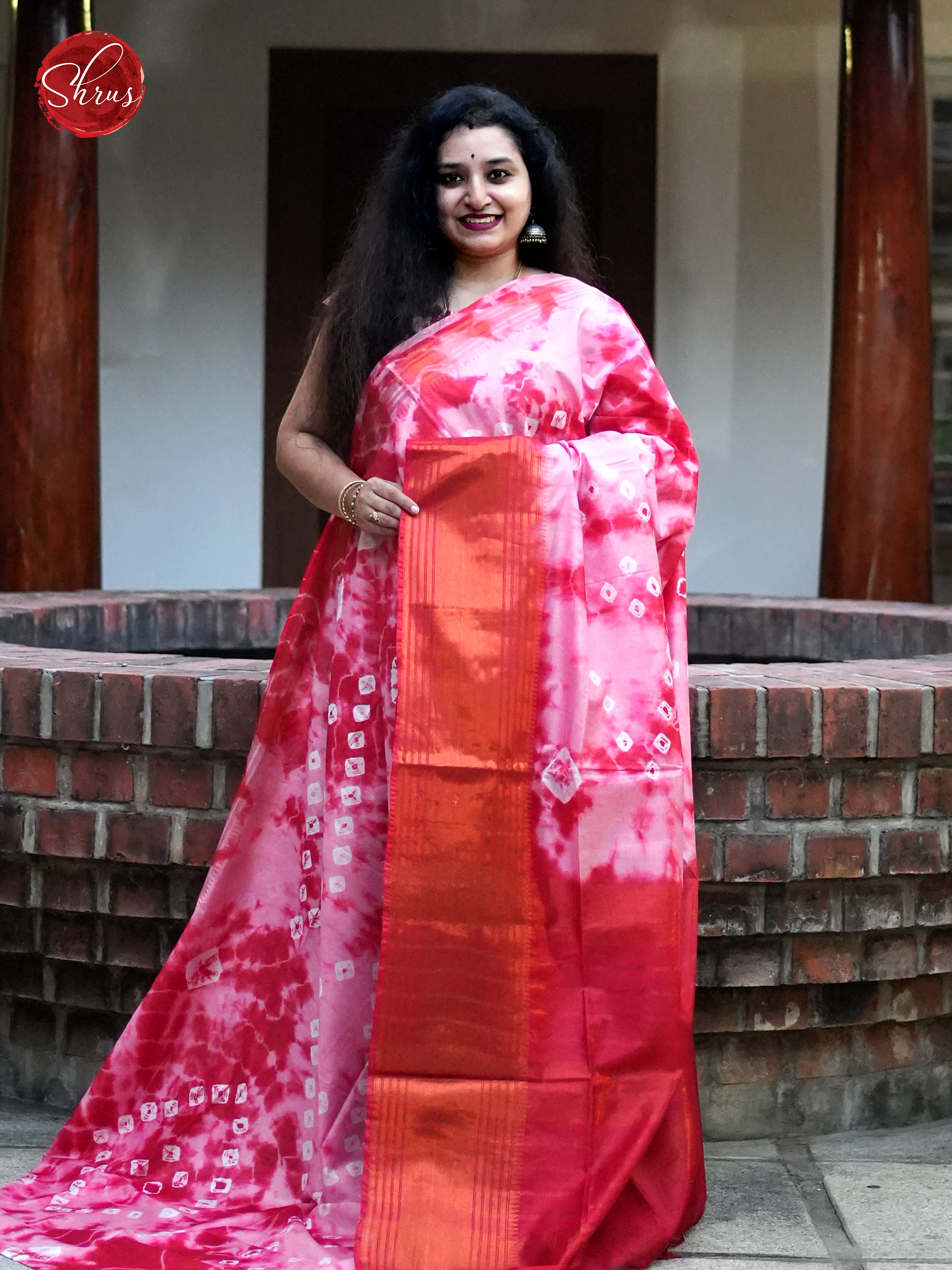 Light Pink & Pink - Shibori Saree - Shop on ShrusEternity.com