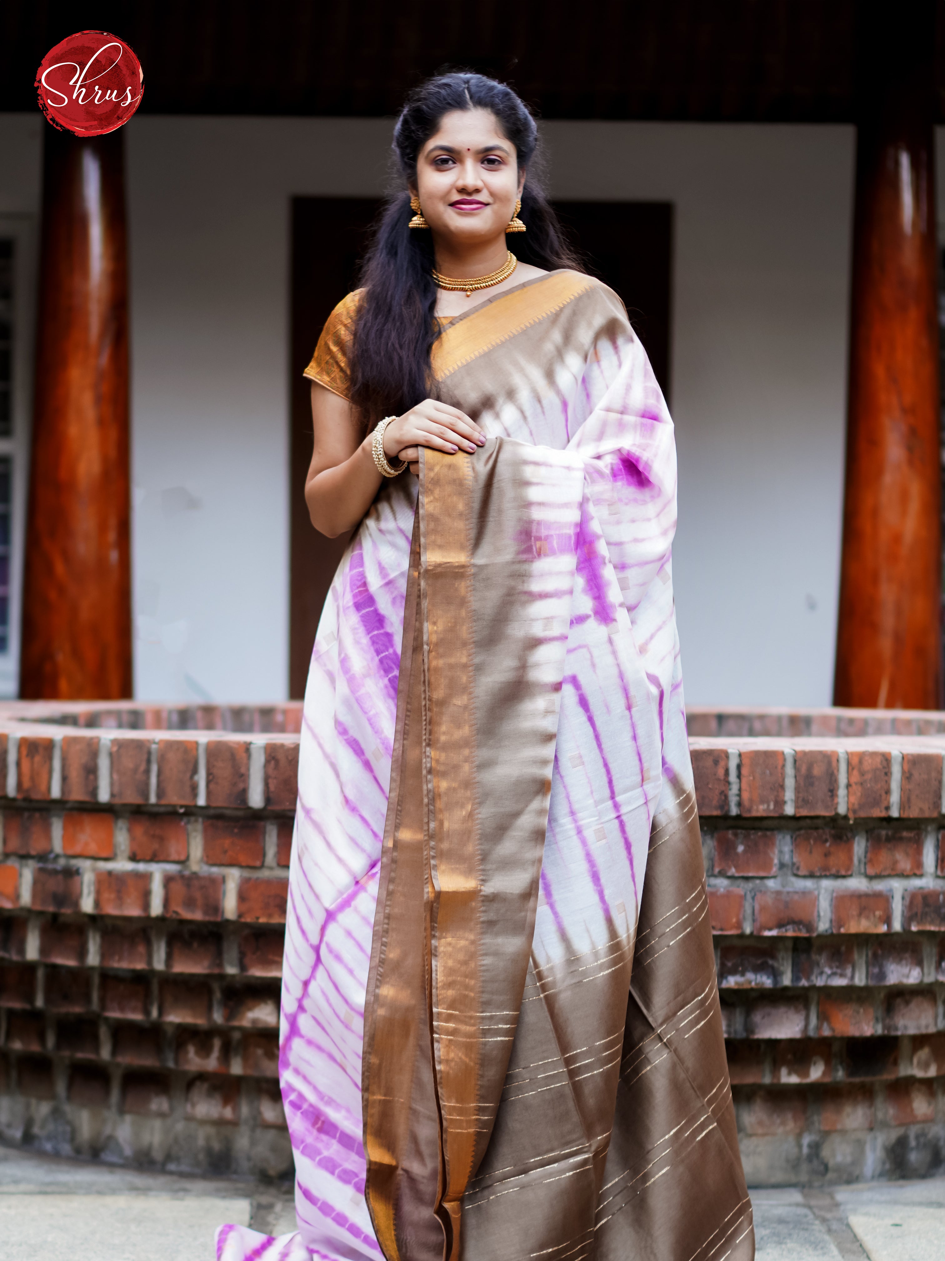 Cream & Grey - Shibori Saree - Shop on ShrusEternity.com