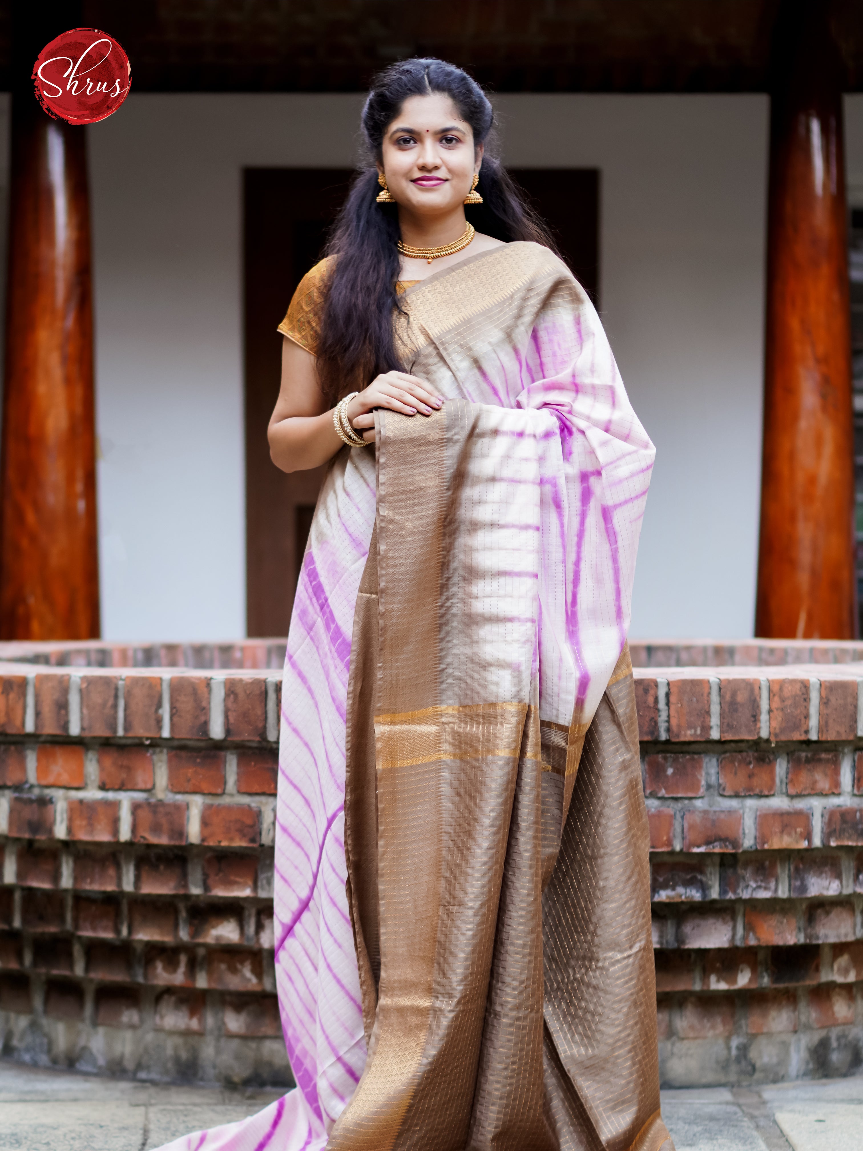Purple & Grey - Shibori Saree - Shop on ShrusEternity.com