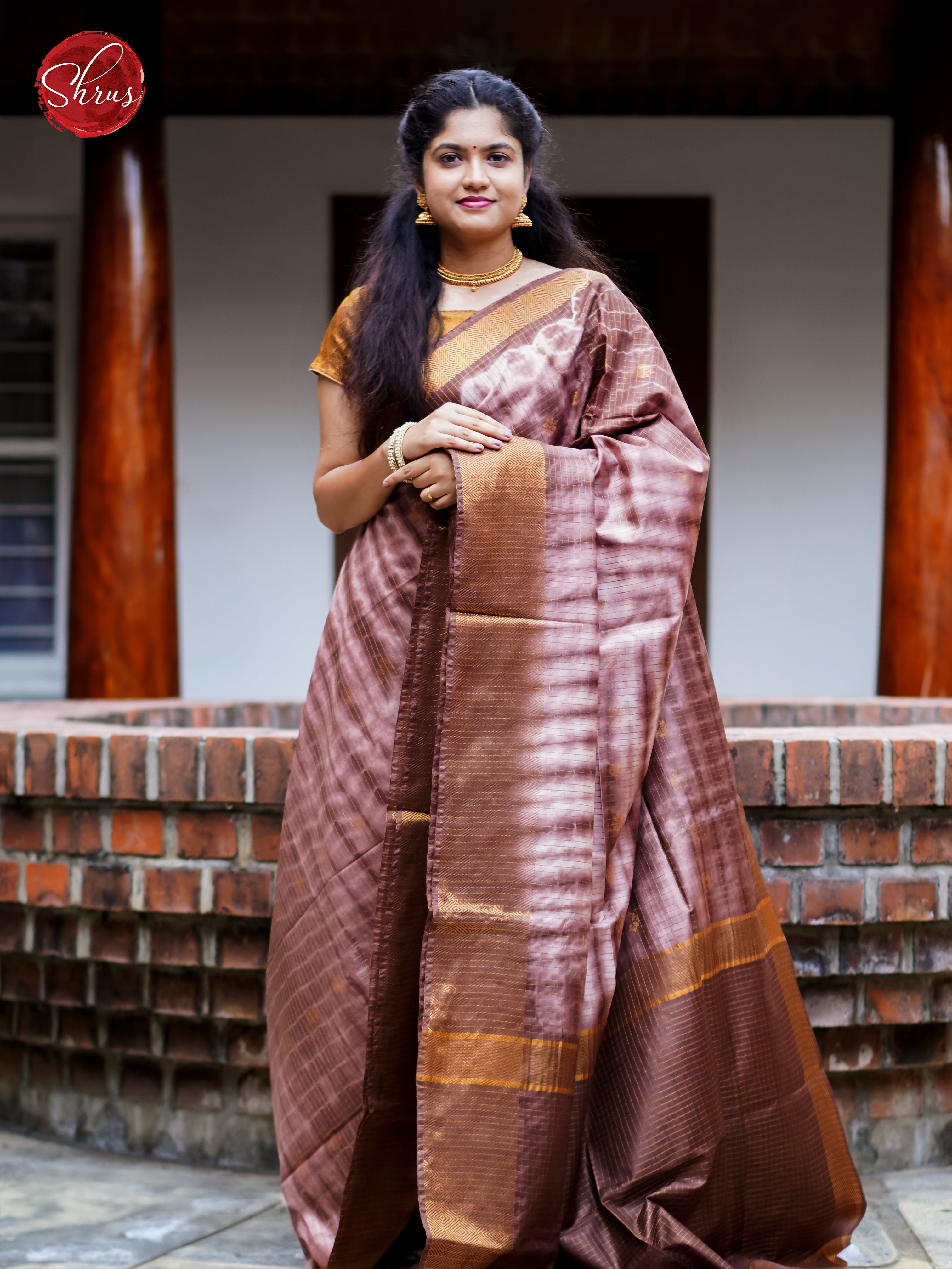 Cream & Brown - Shibori Saree - Shop on ShrusEternity.com