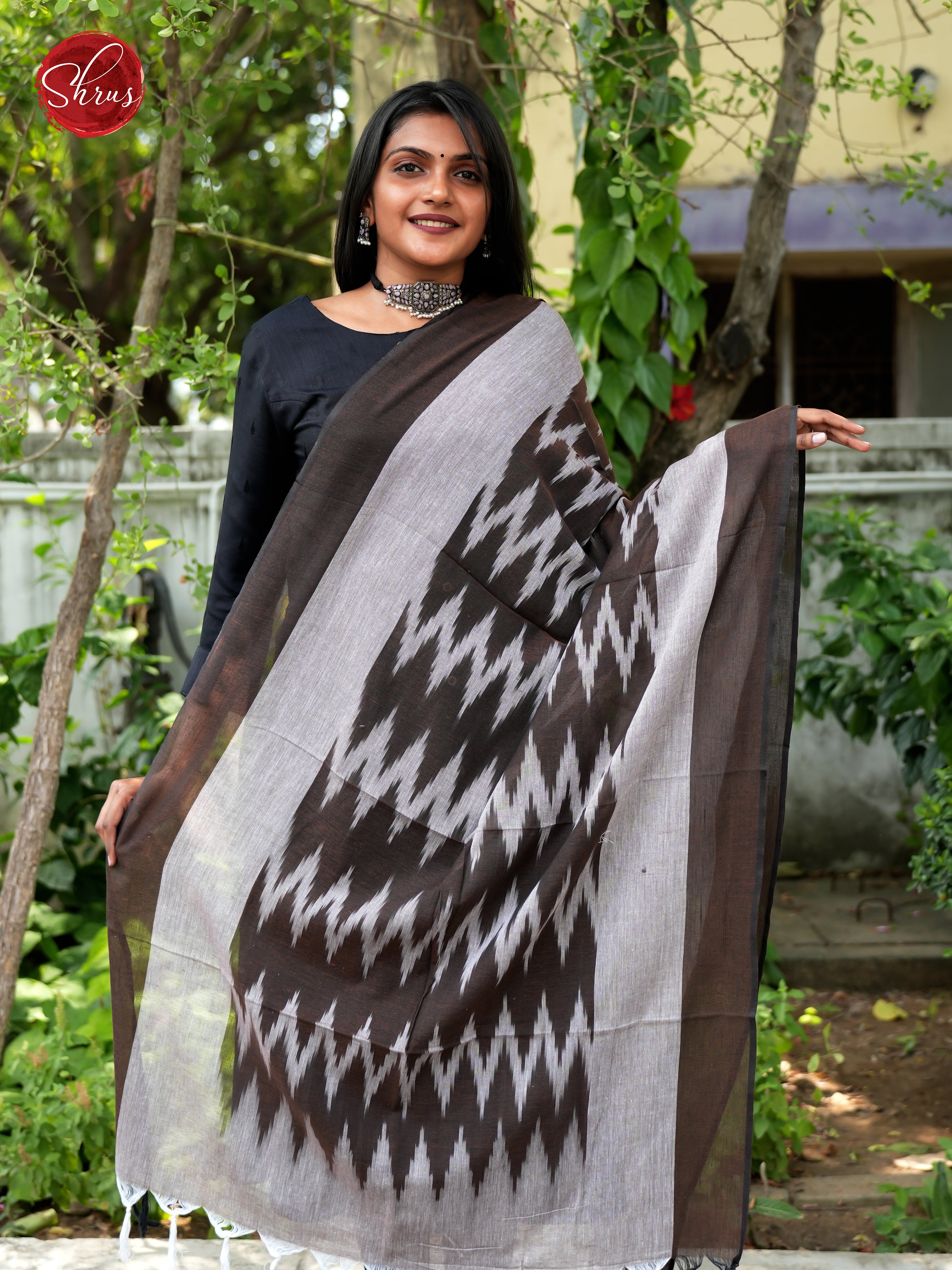Black - Ikkat Dupatta - Shop on ShrusEternity.com