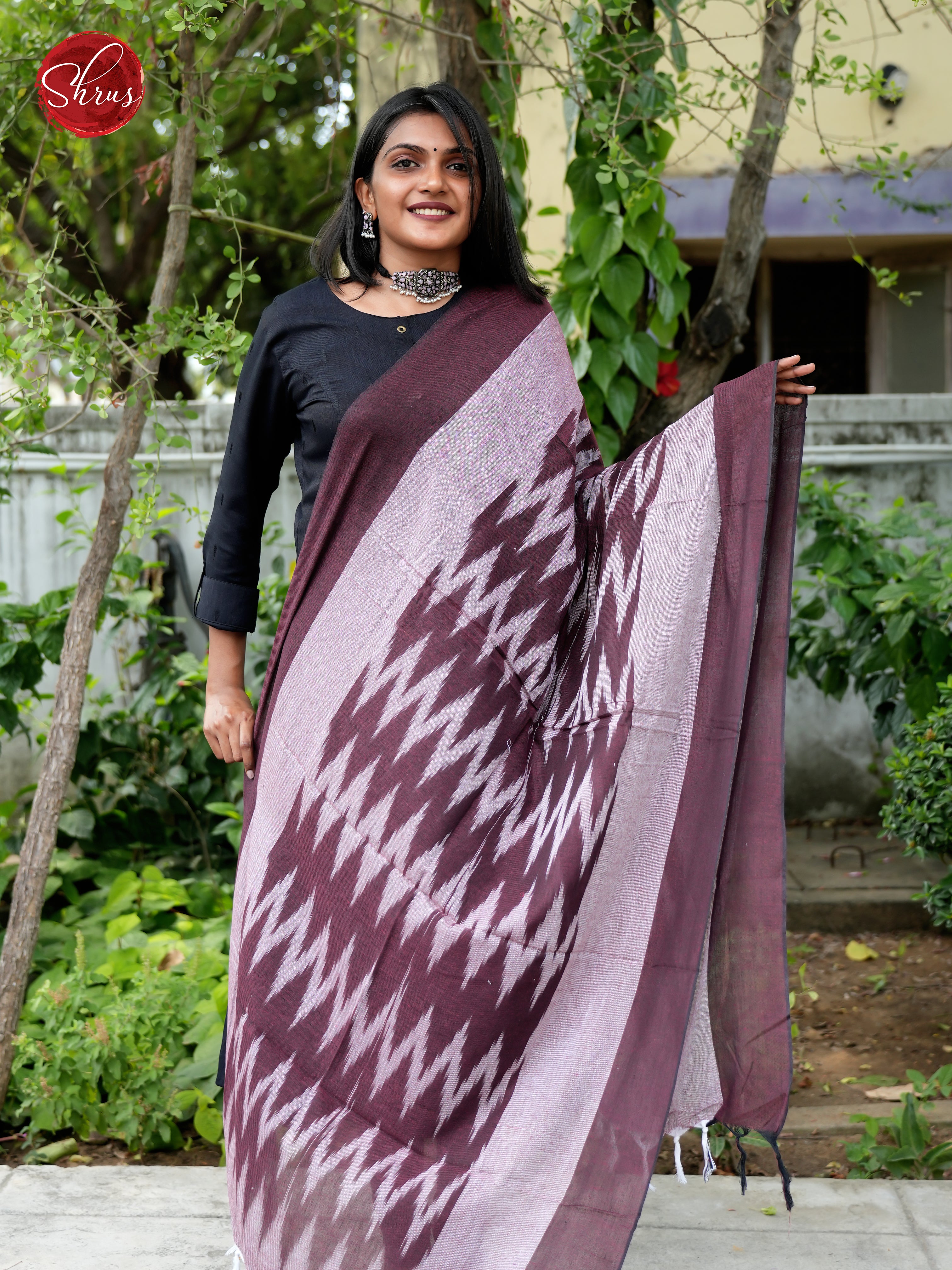 Wine - Ikkat Dupatta Dupatta - Shop on ShrusEternity.com