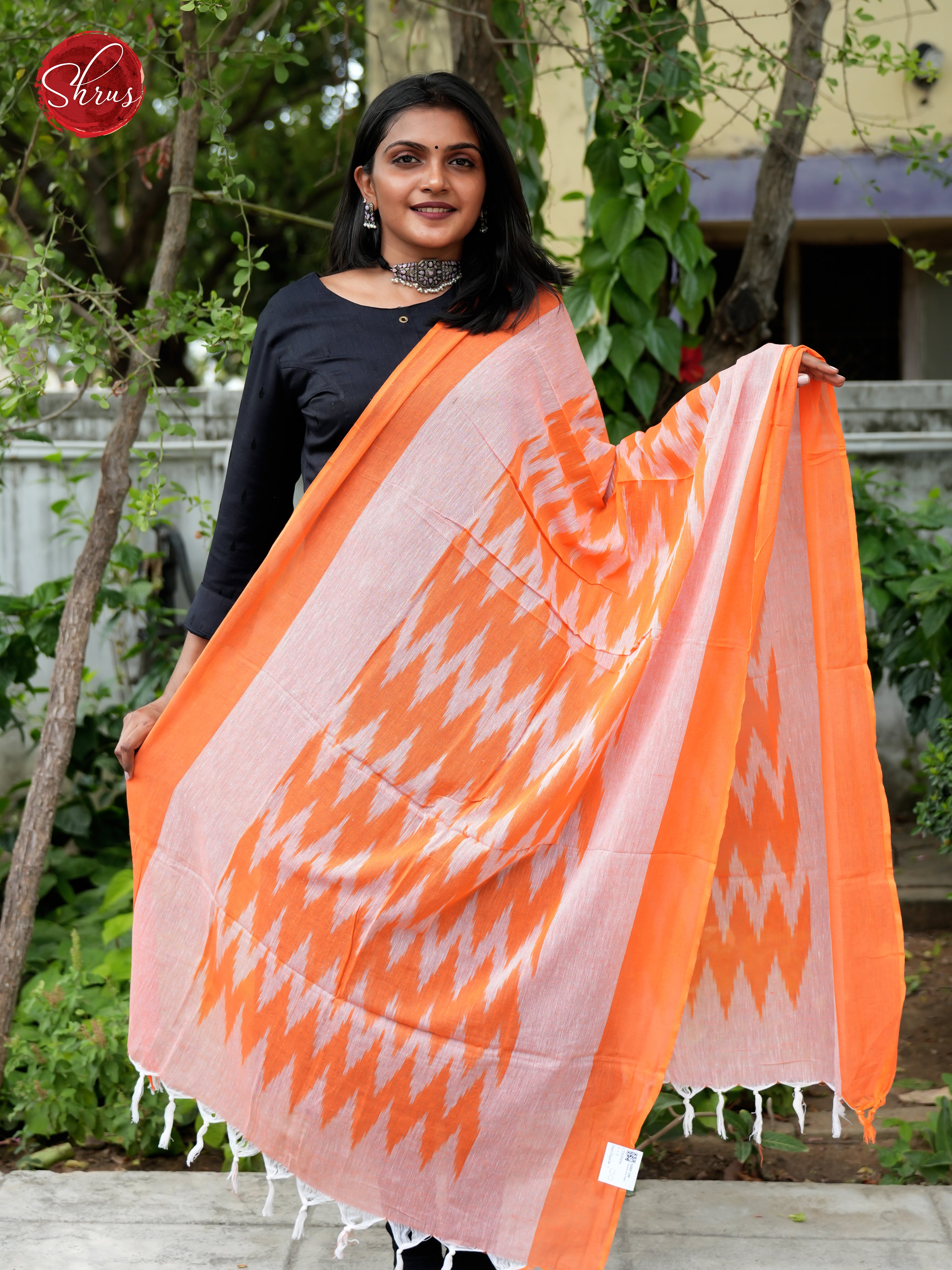 Orange - Ikkat Dupatta - Shop on ShrusEternity.com