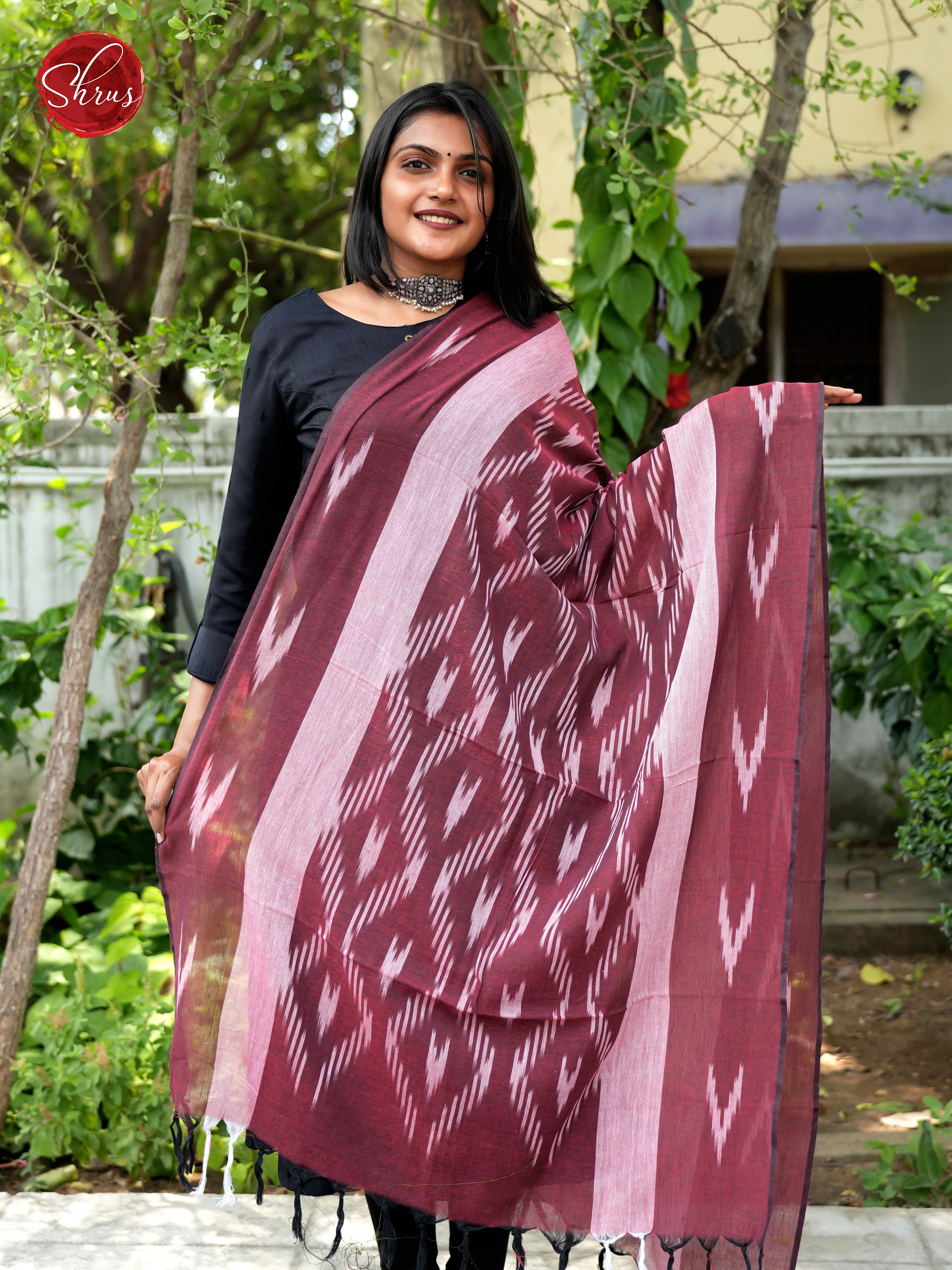 Brown - Ikkat Dupatta - Shop on ShrusEternity.com