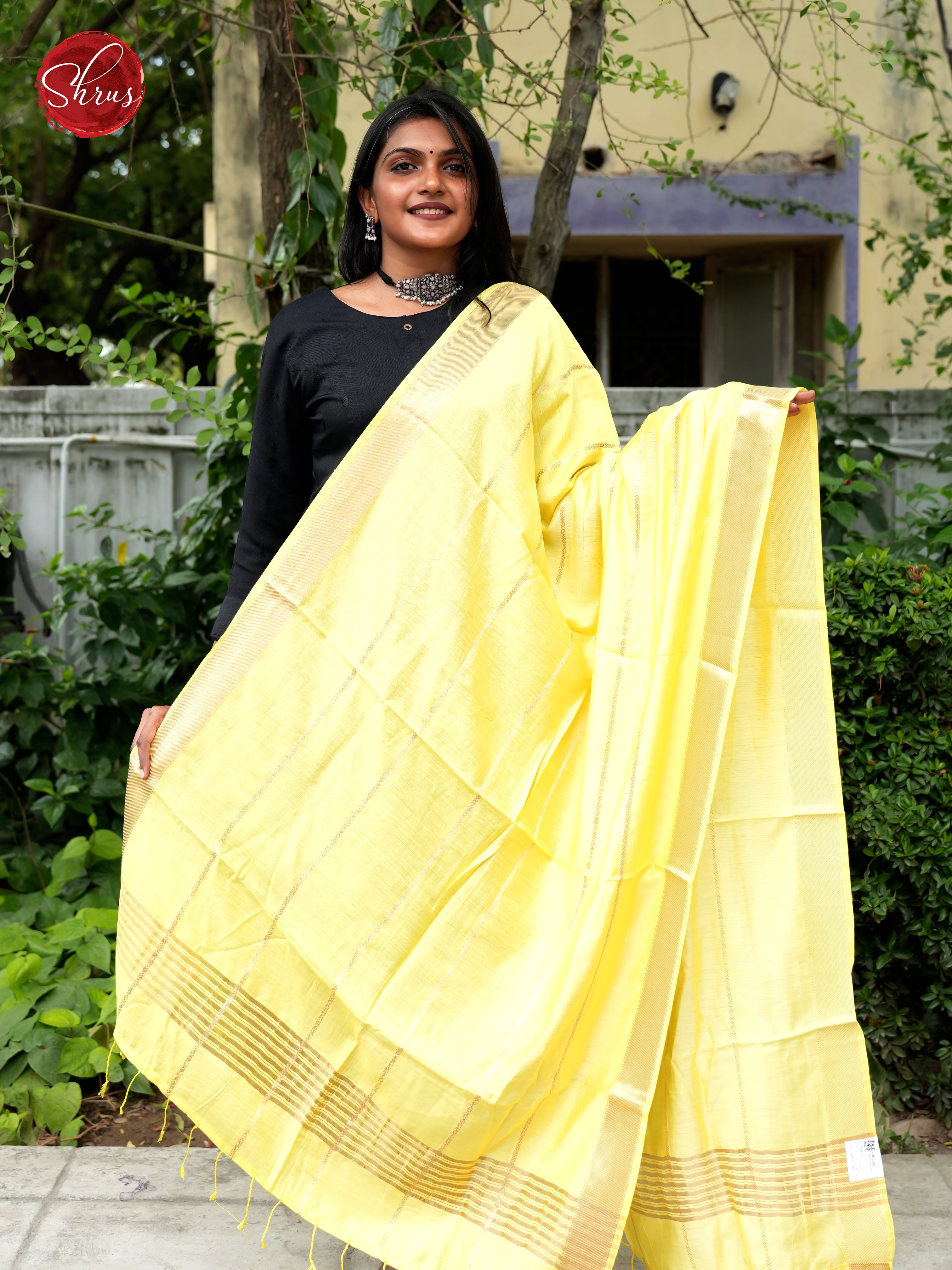 Yellow - Semi Organza Dupatta - Shop on ShrusEternity.com