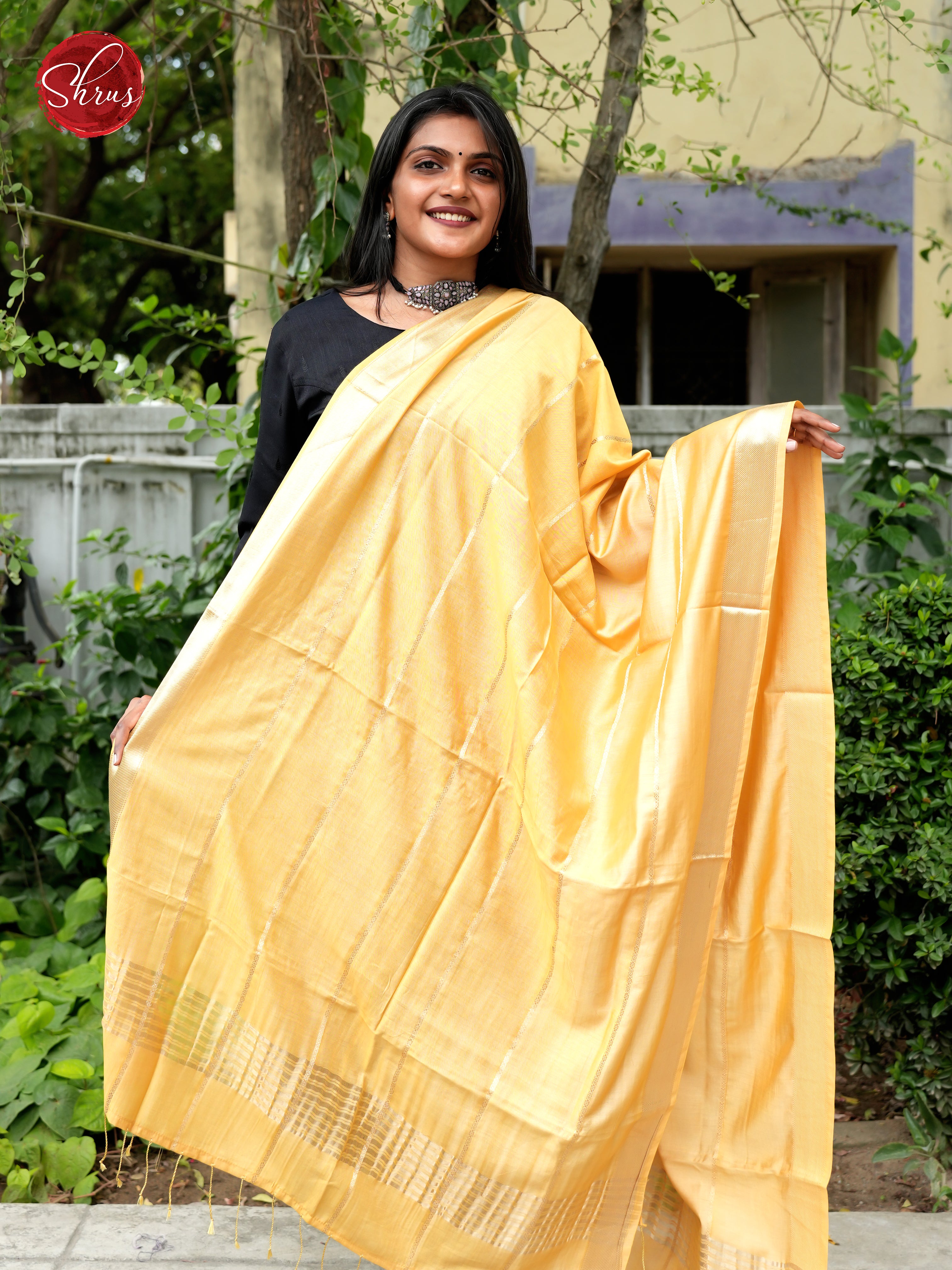 Yellow - Semi Organza Dupatta - Shop on ShrusEternity.com