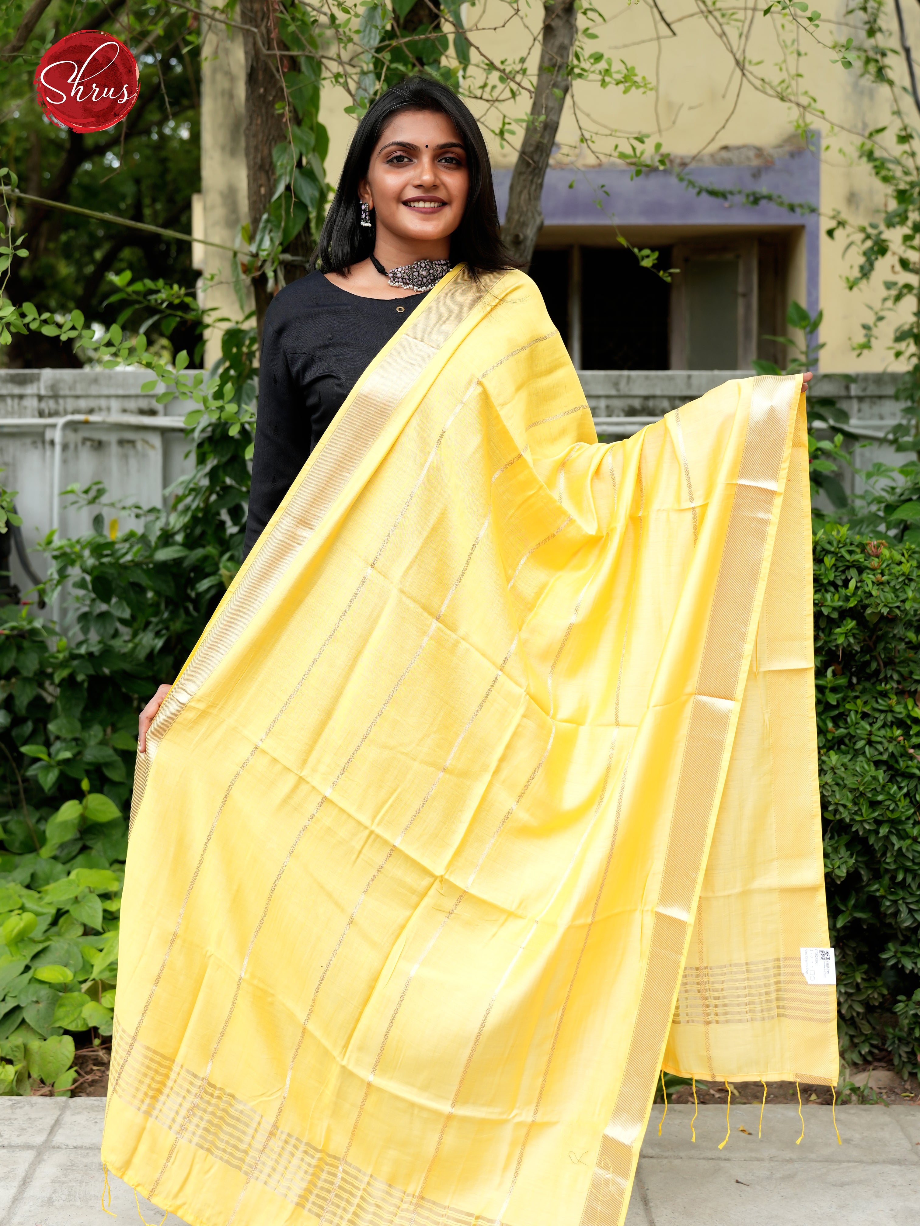 Yellow - Semi Organza Dupatta - Shop on ShrusEternity.com