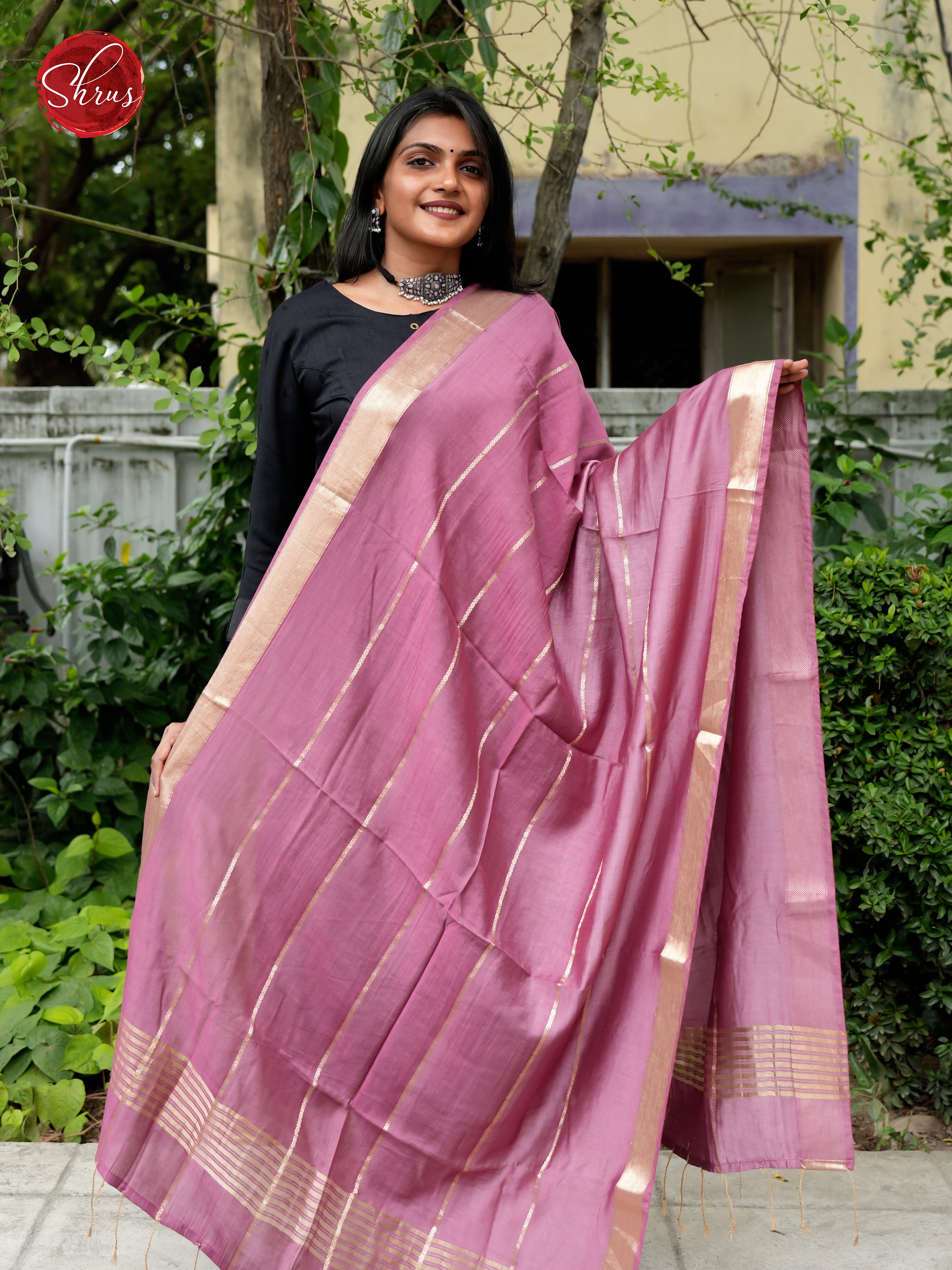 Onion Pink - Semi Organza Dupatta - Shop on ShrusEternity.com