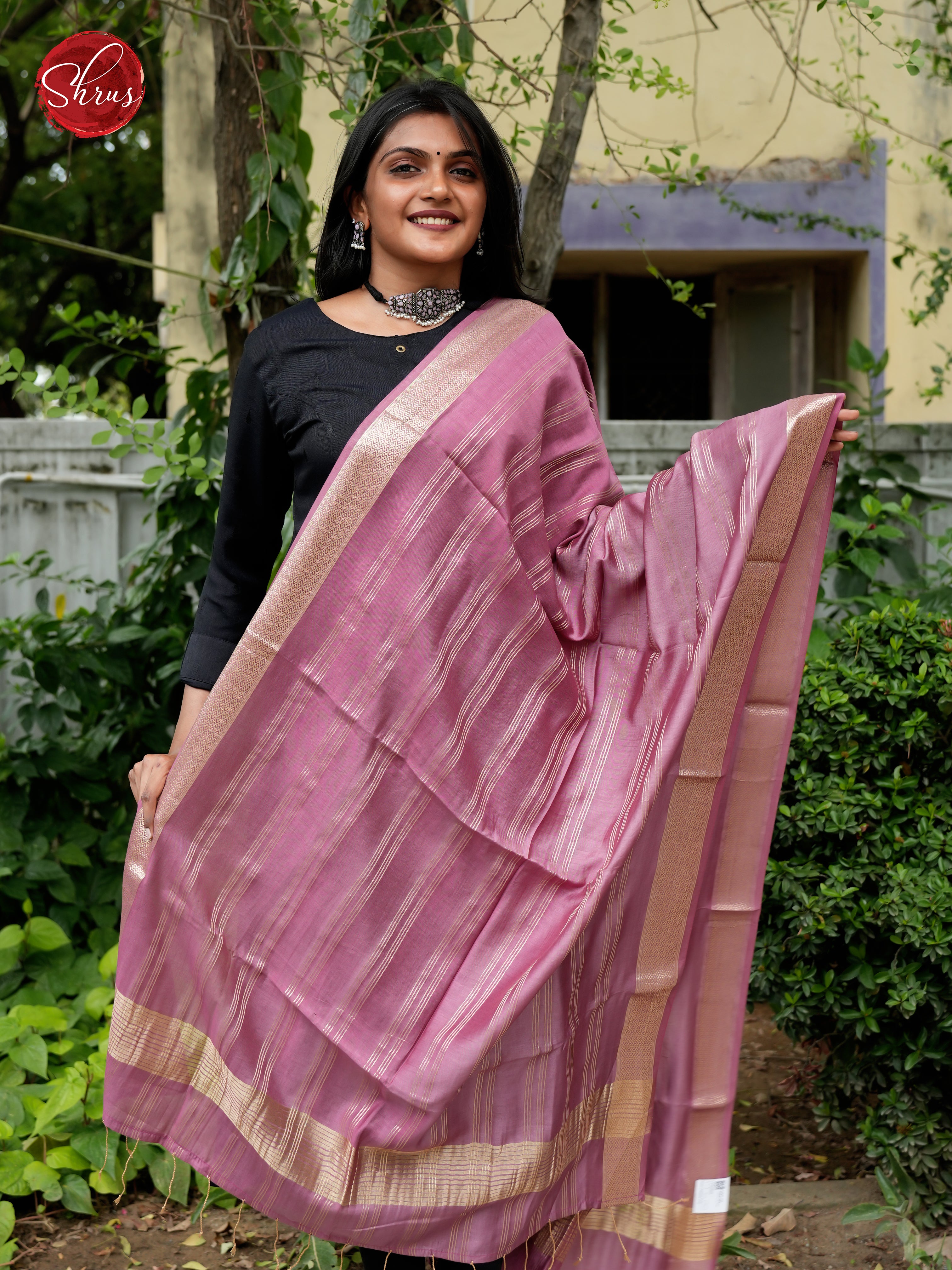 Pink - Semi Organza Dupatta - Shop on ShrusEternity.com
