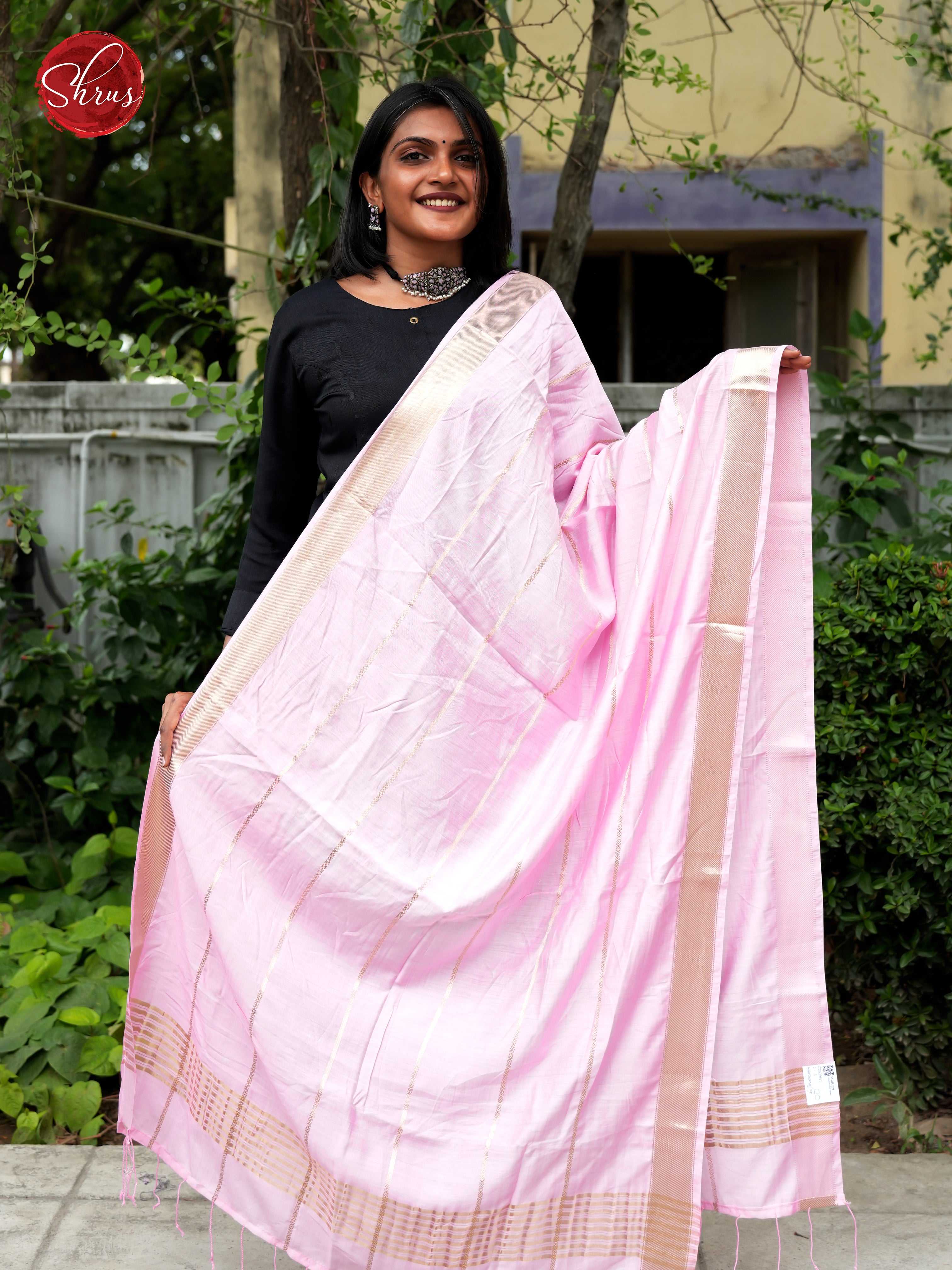 Pink - Semi Organza Dupatta - Shop on ShrusEternity.com