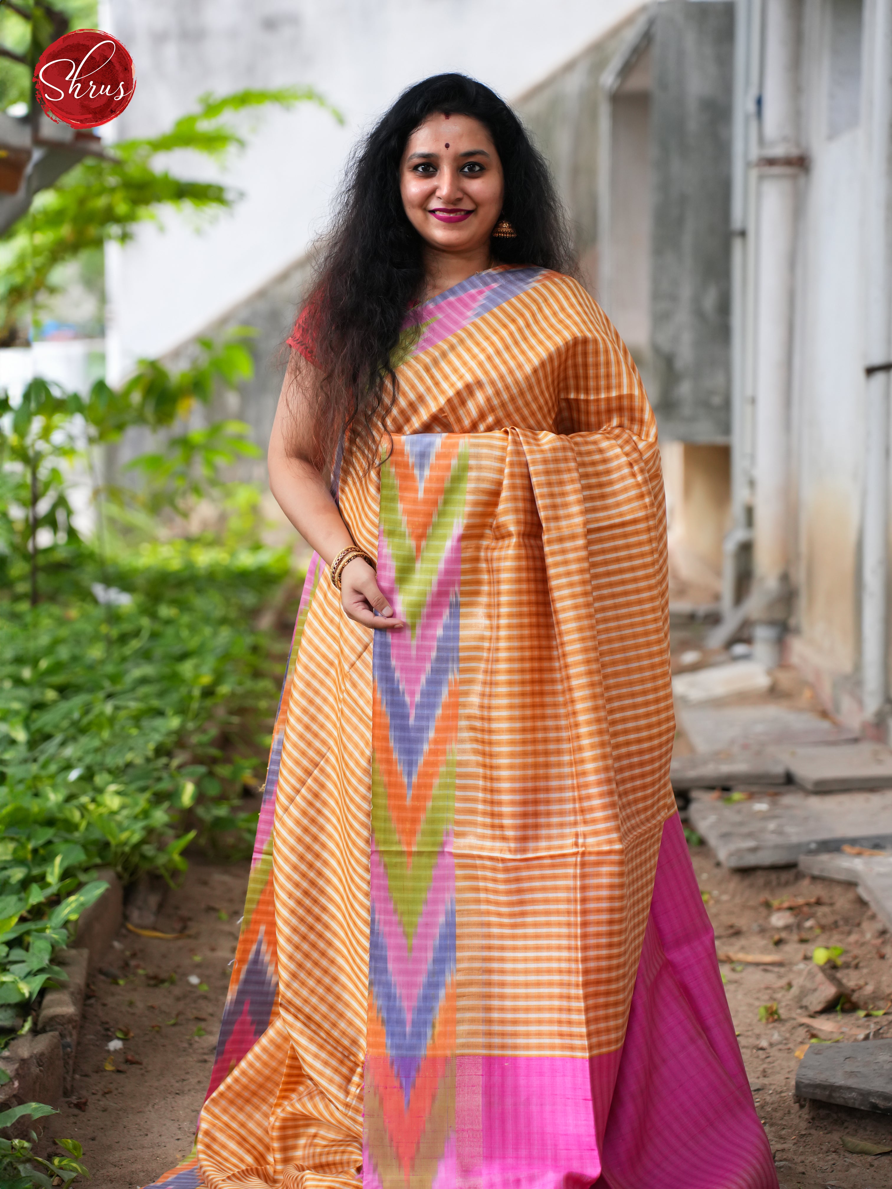 Orange & Pink - Tussar Saree - Shop on ShrusEternity.com