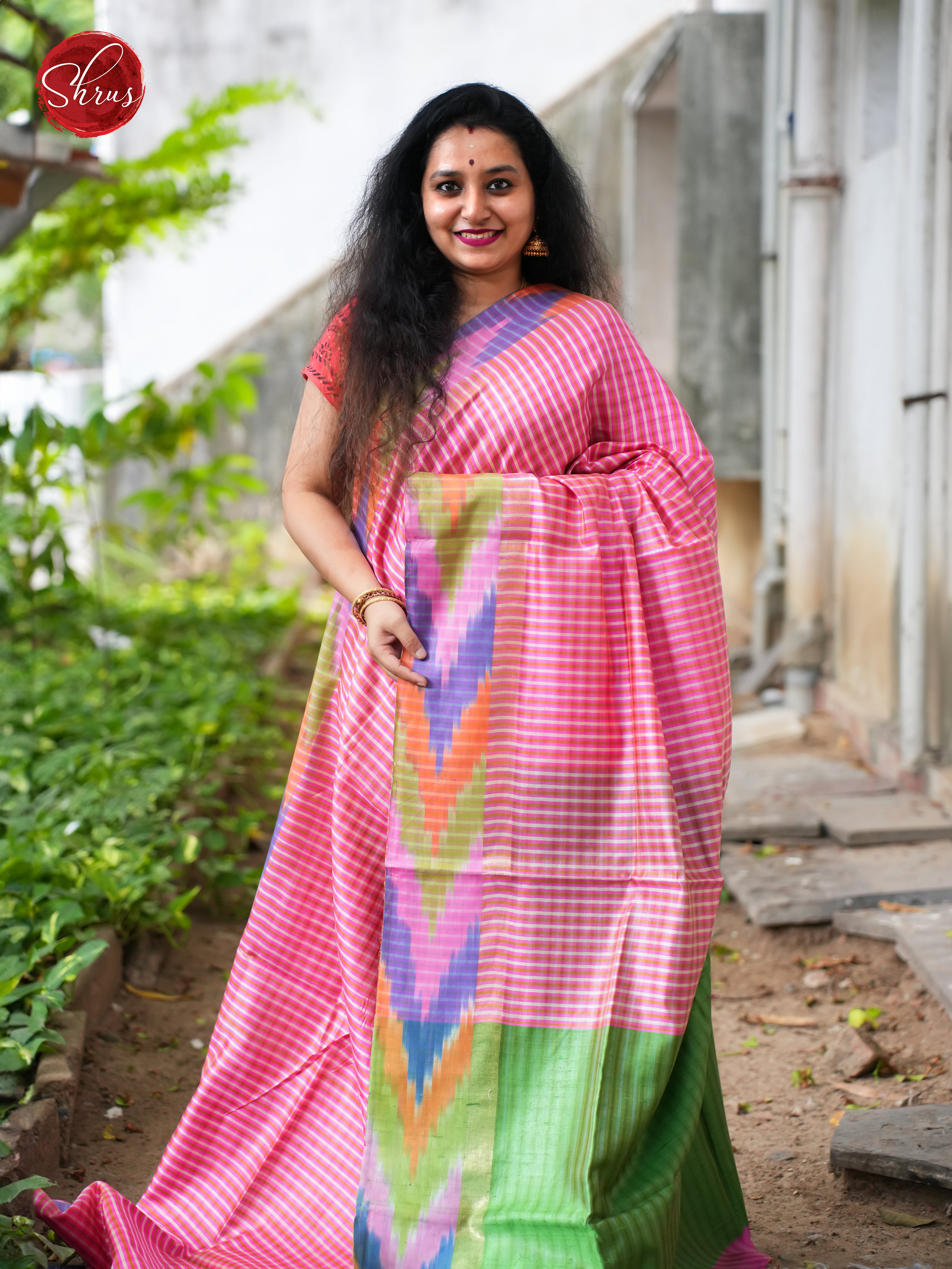Pink & Green - Tussar Saree - Shop on ShrusEternity.com