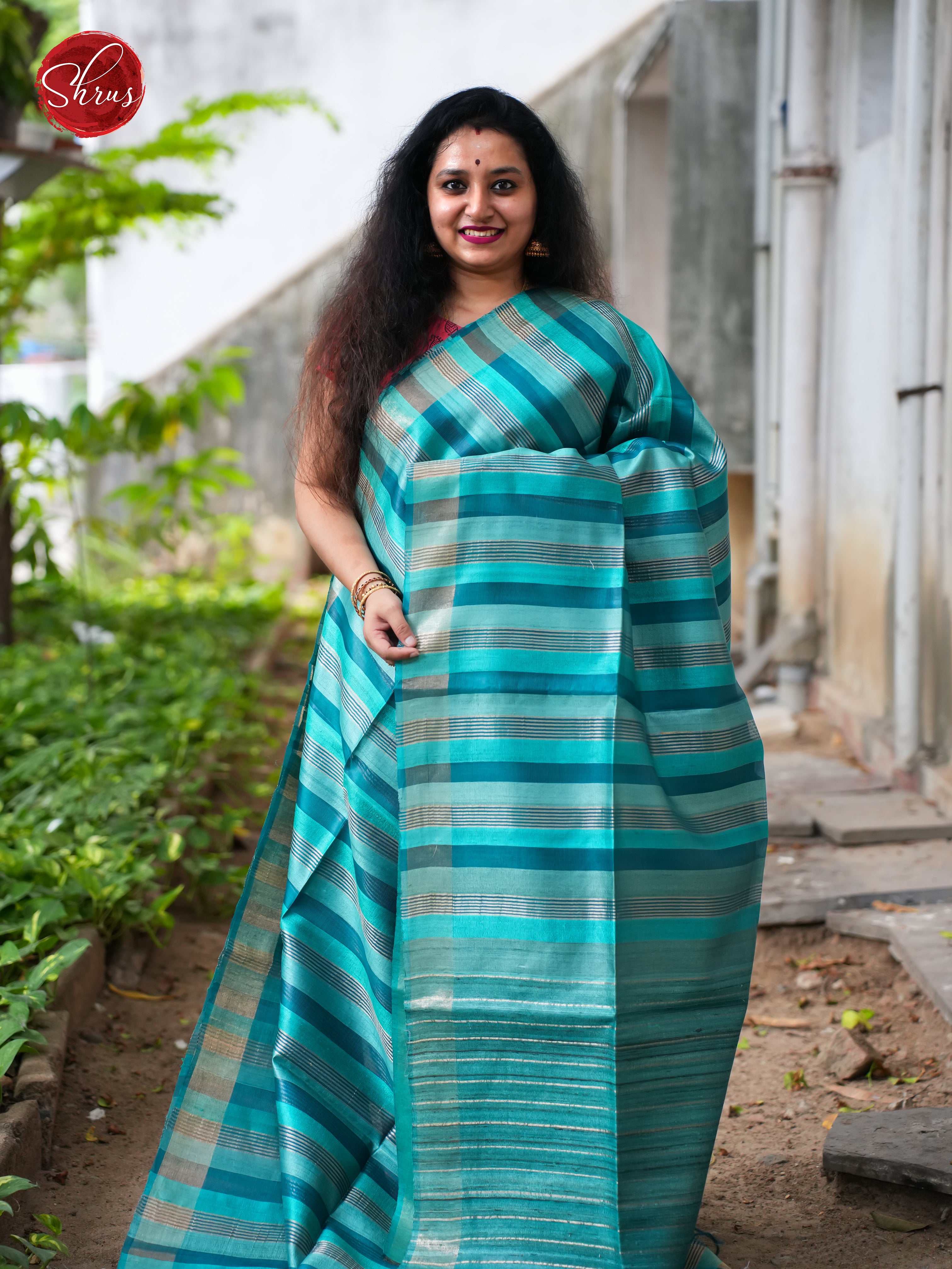 Blue - Tussar Saree - Shop on ShrusEternity.com