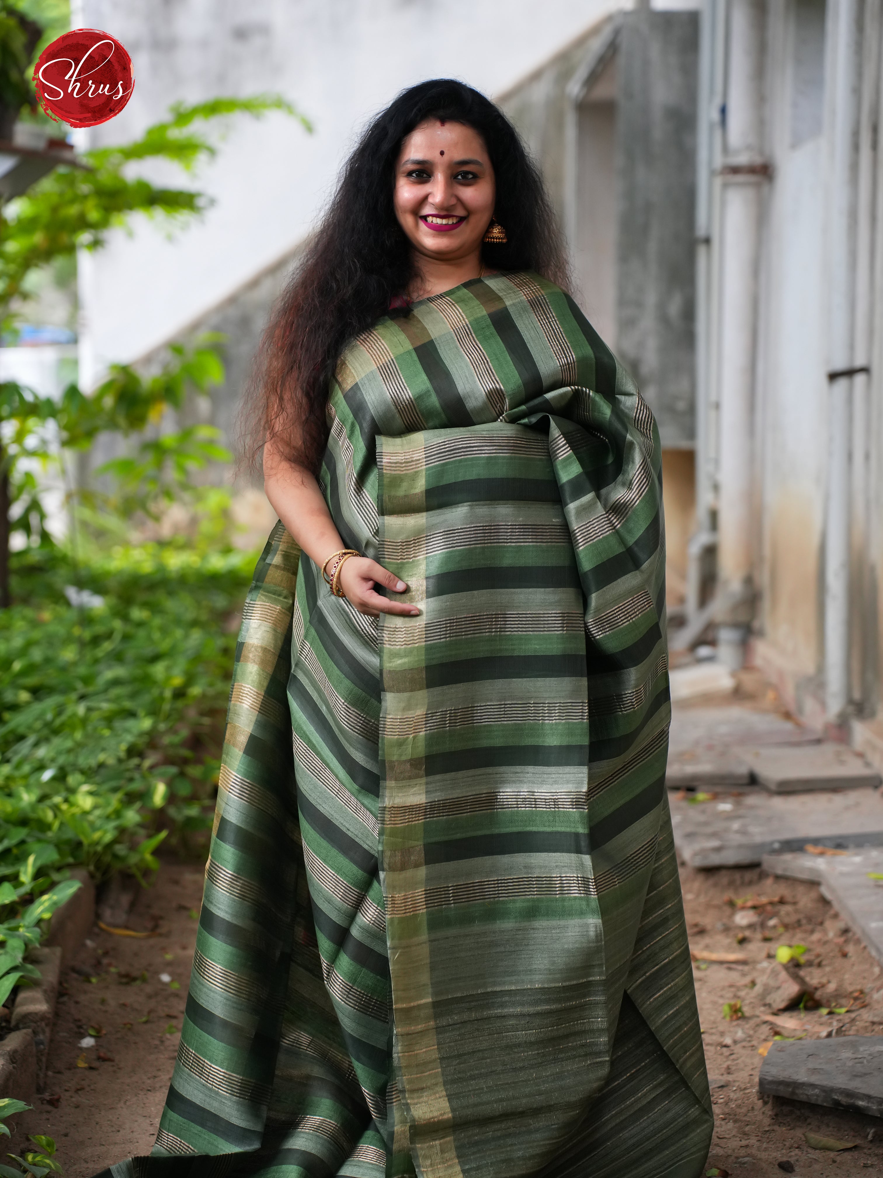 Green & Black - Tussar Saree - Shop on ShrusEternity.com