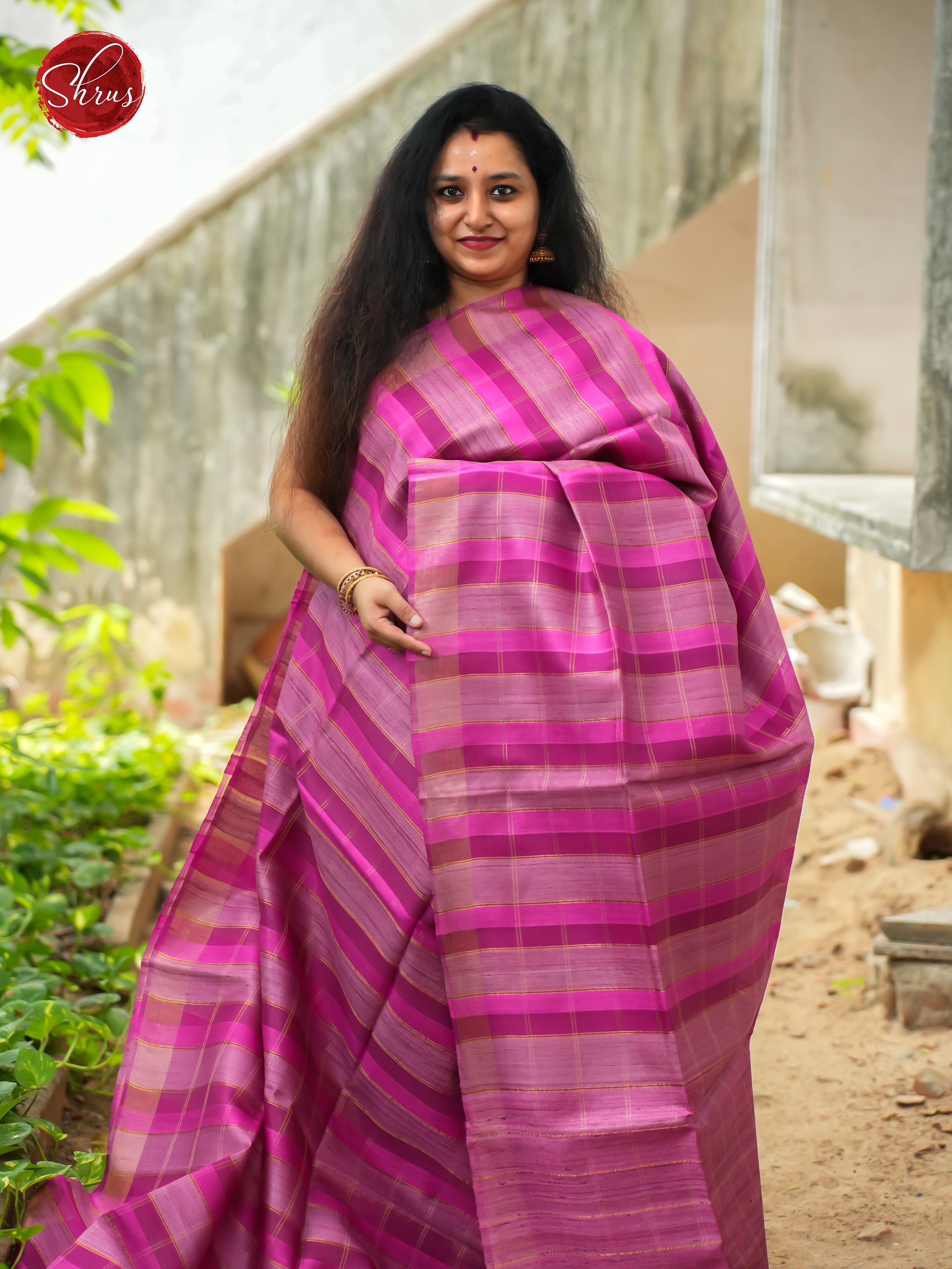 Pink - Tussar Saree - Shop on ShrusEternity.com