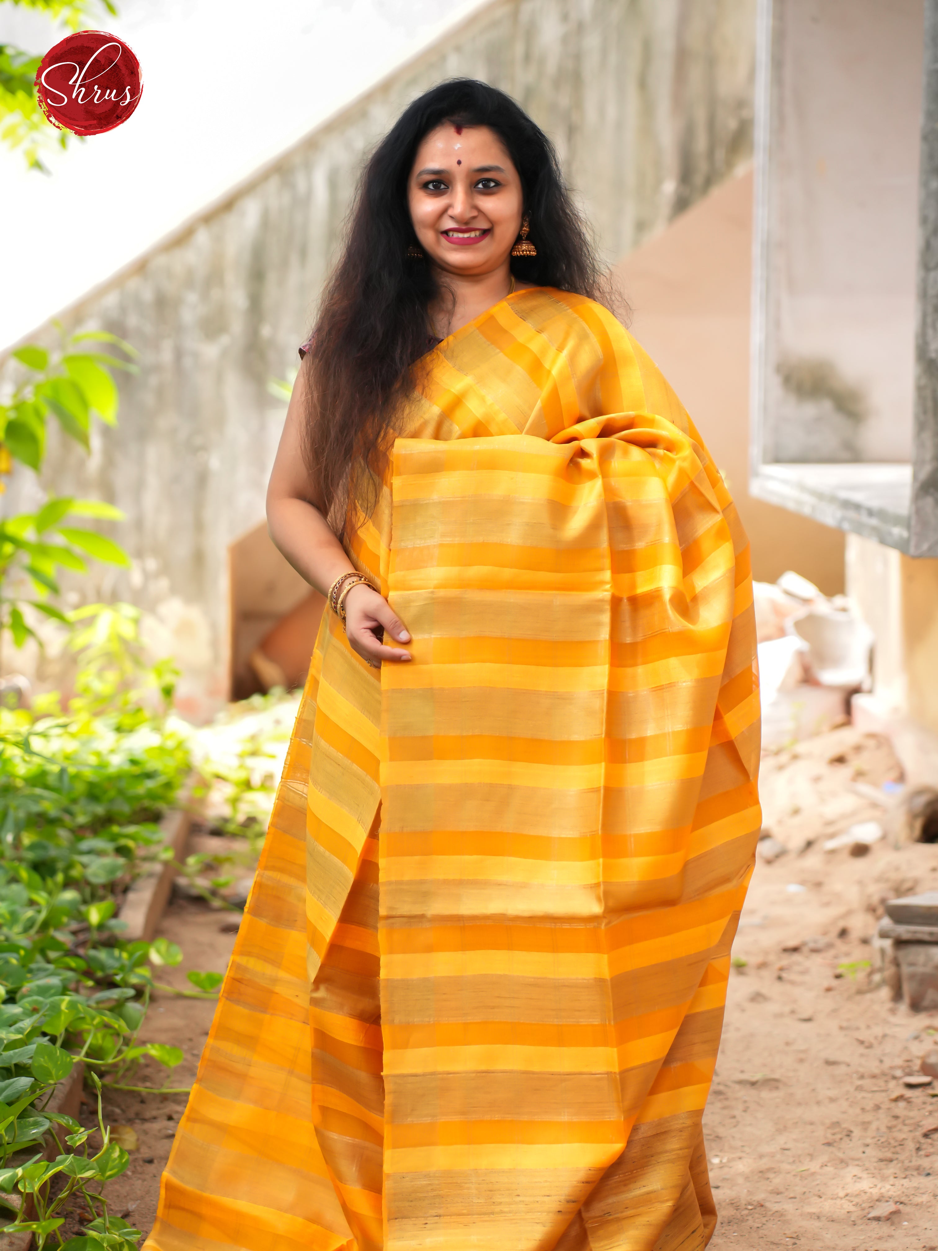 Yellow(Single Tone) - Tussar Saree - Shop on ShrusEternity.com