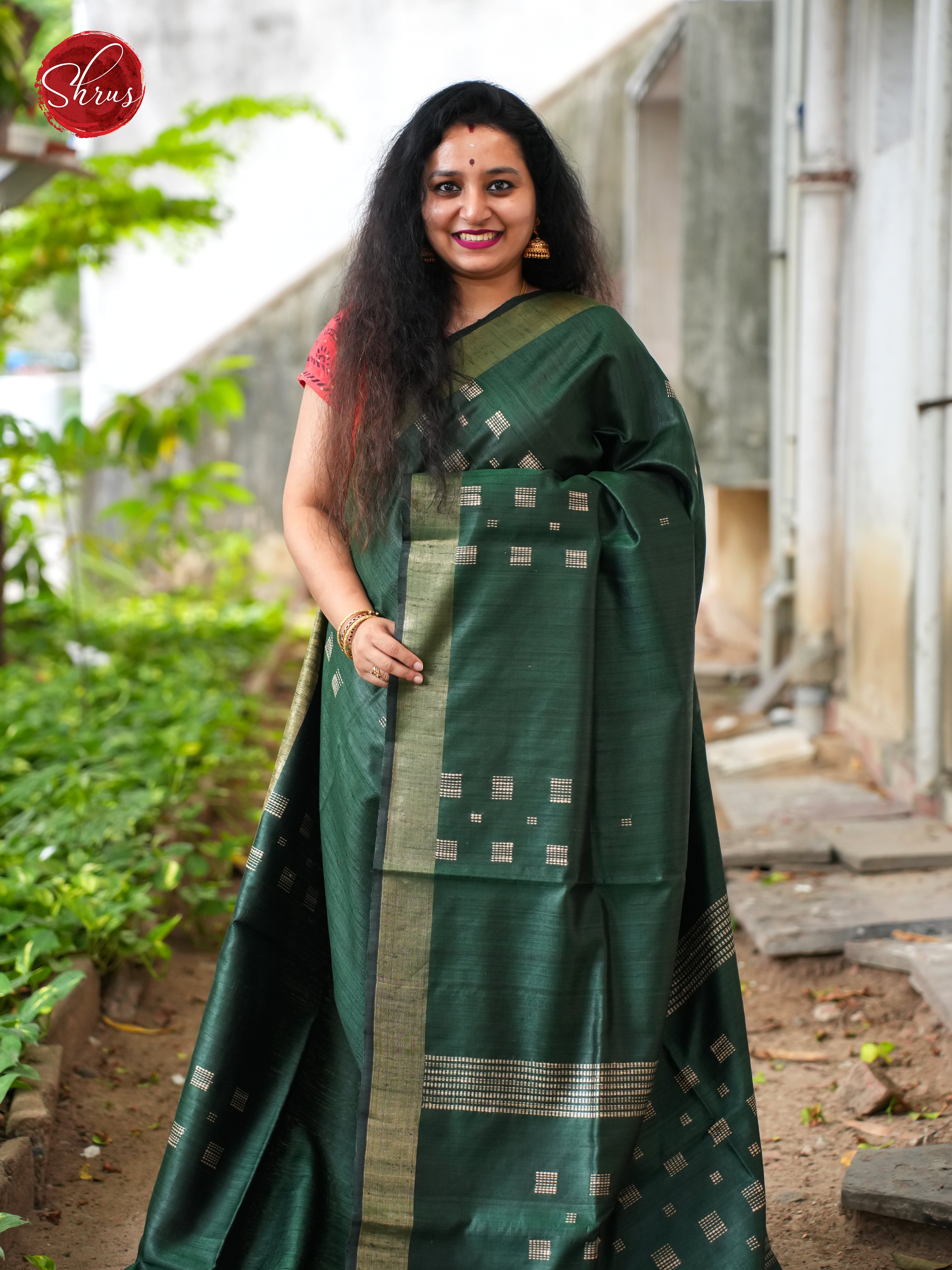 Green(Single Tone) - Raw Silk Saree - Shop on ShrusEternity.com
