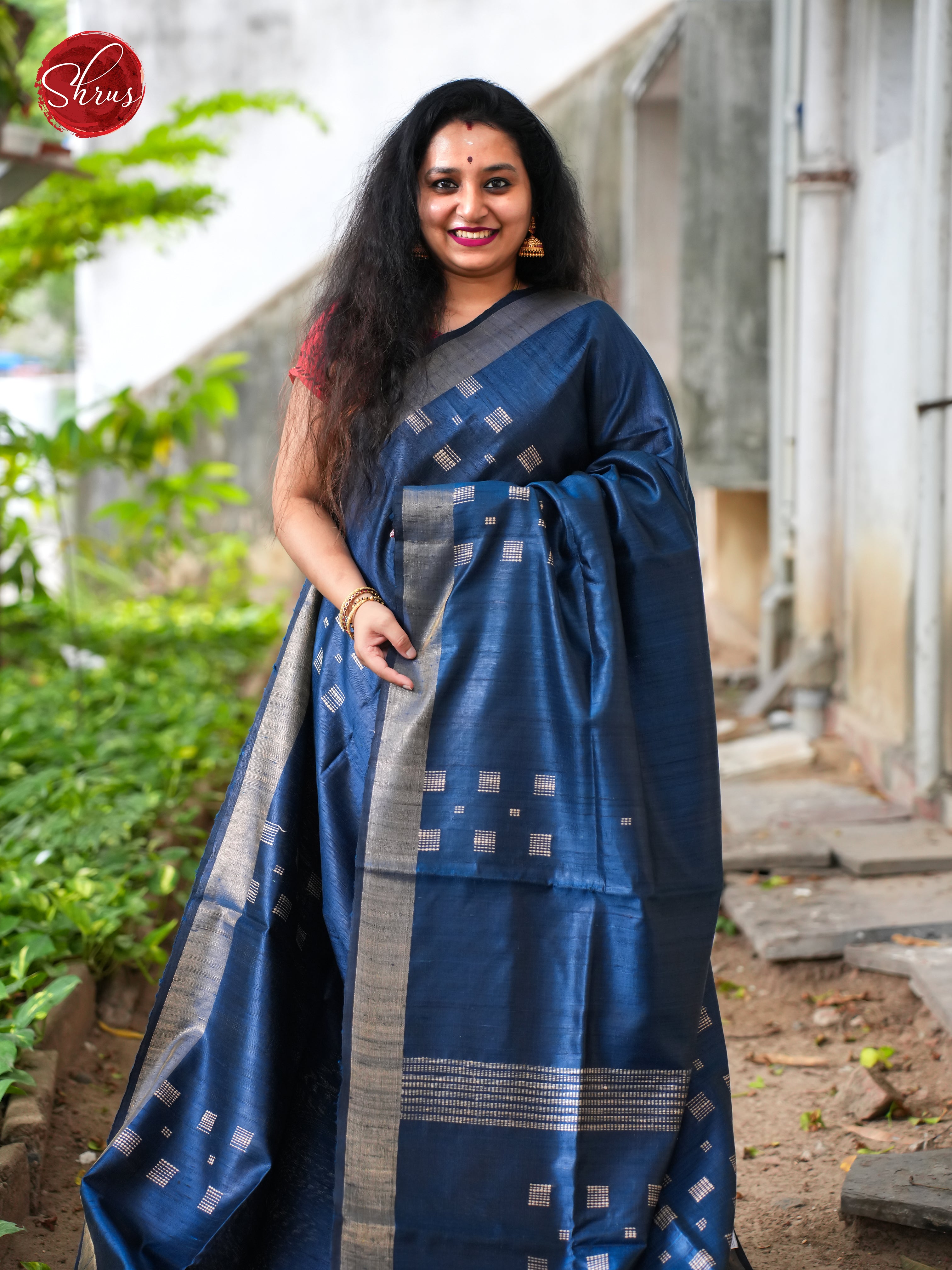 Blue(Single tone) - Raw Silk Saree - Shop on ShrusEternity.com