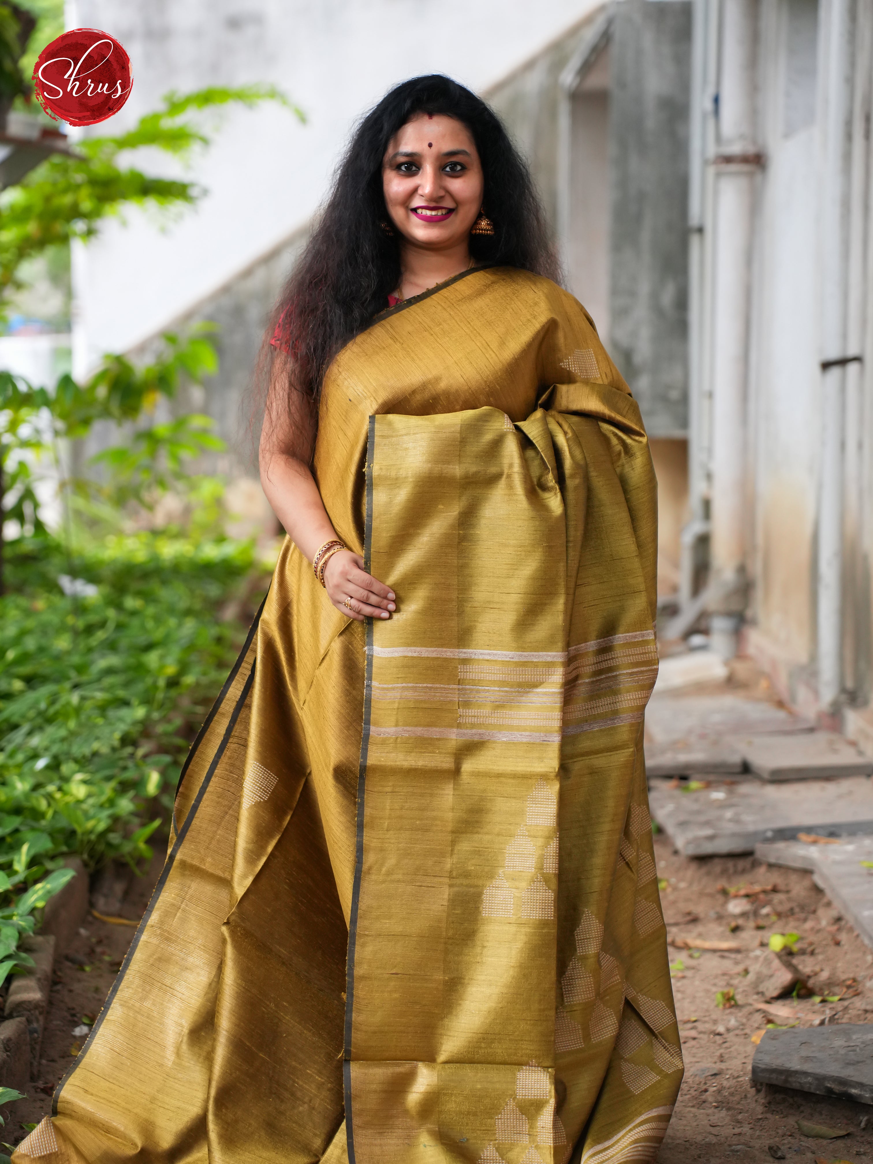 Green(Single Tone) - Tussar Saree - Shop on ShrusEternity.com